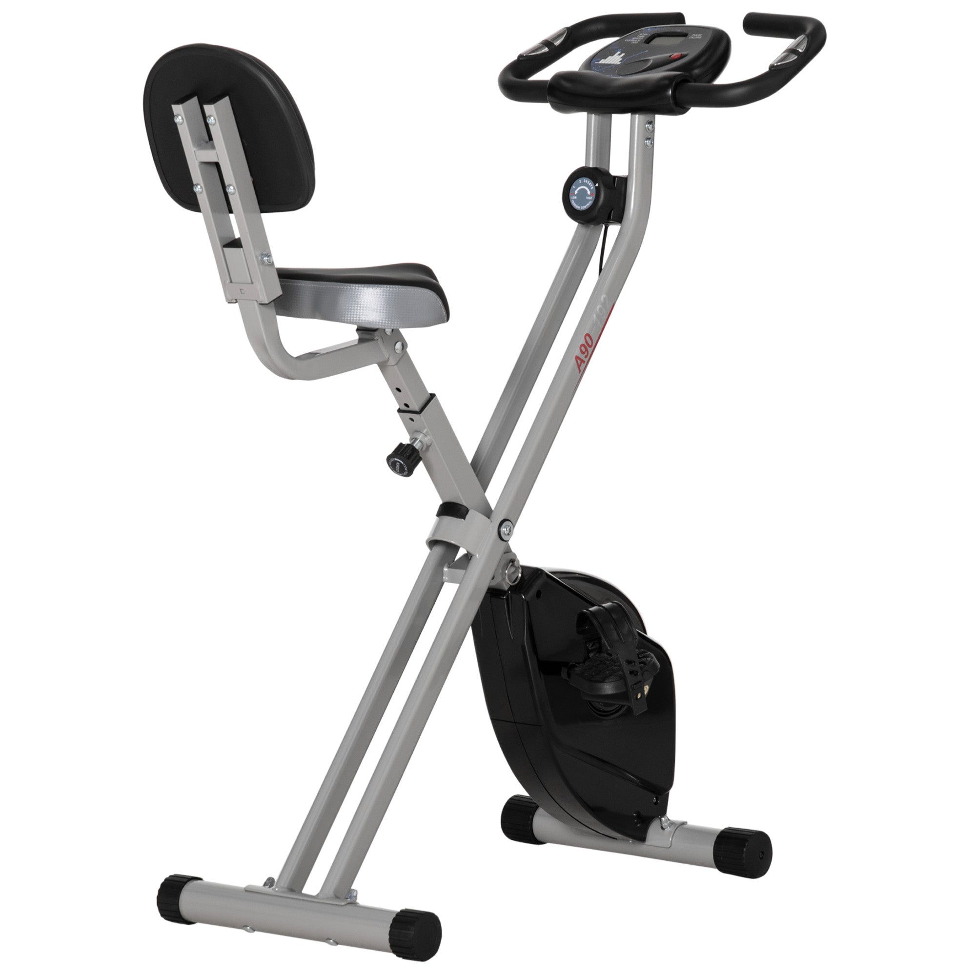 Steel Manual Resistance Exercise Bike with LCD Monitor - Black