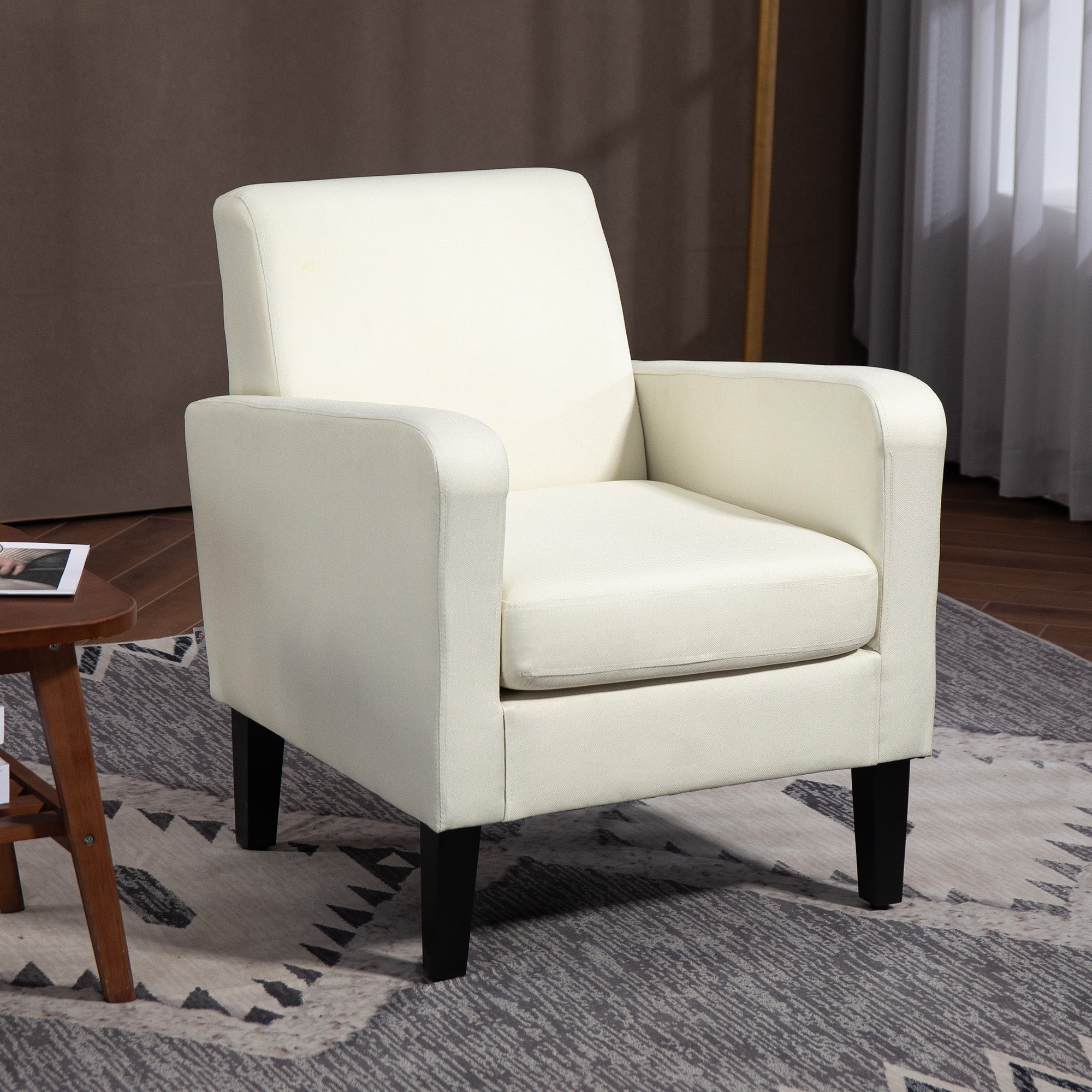 Modern Accent Chair with Comfortable Cushion - Cream White