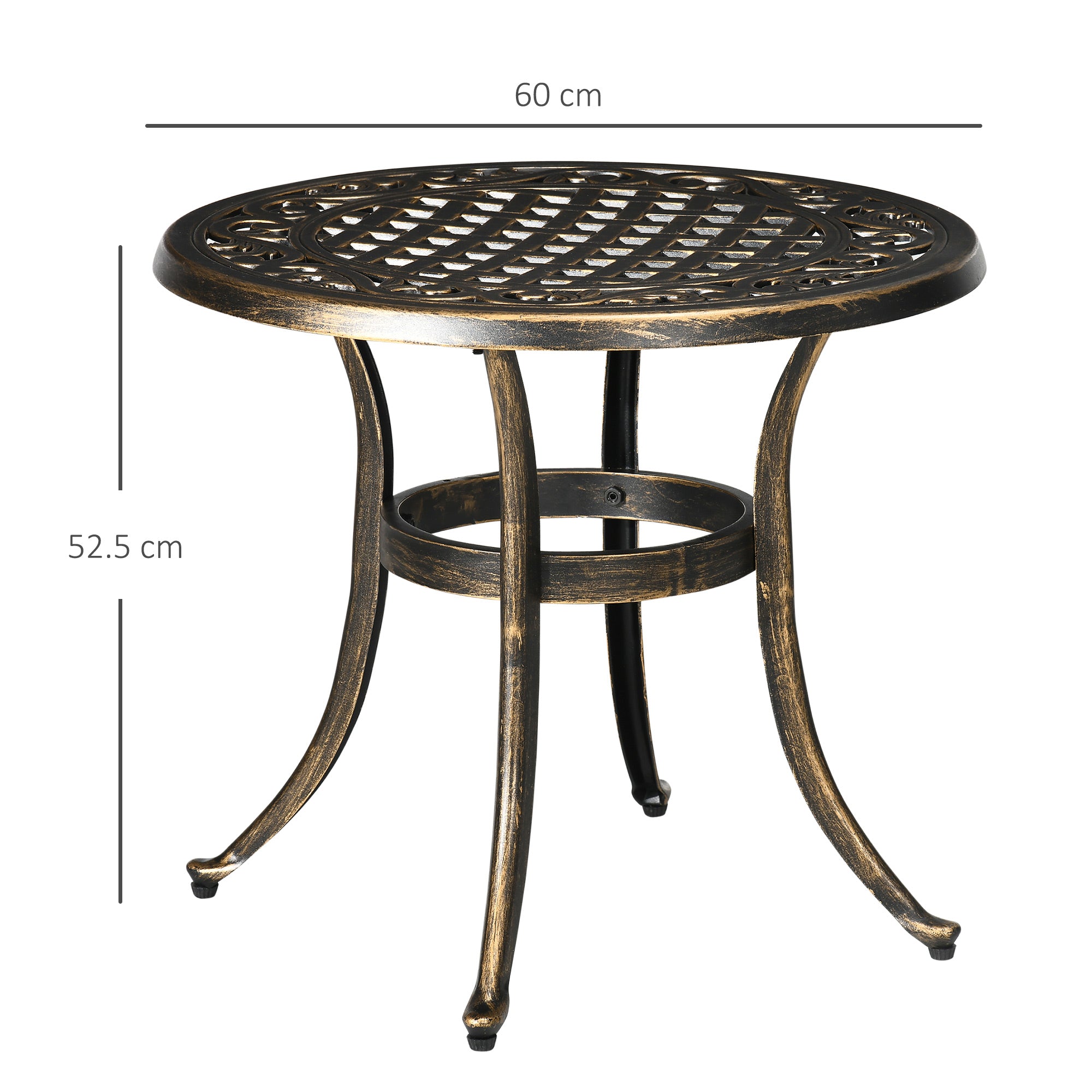 Industrial Garden Side Table with Hollow Top and Cast Aluminium Frame - Bronze