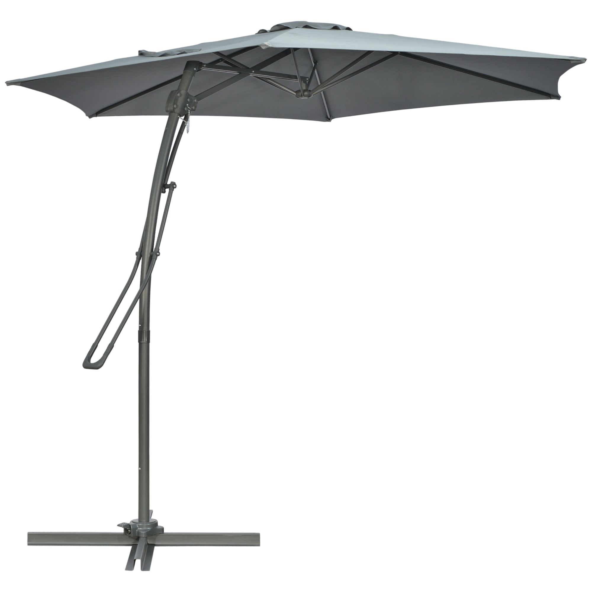 3 Metre Cantilever Parasol with Crank Handle and Cross Base - Grey