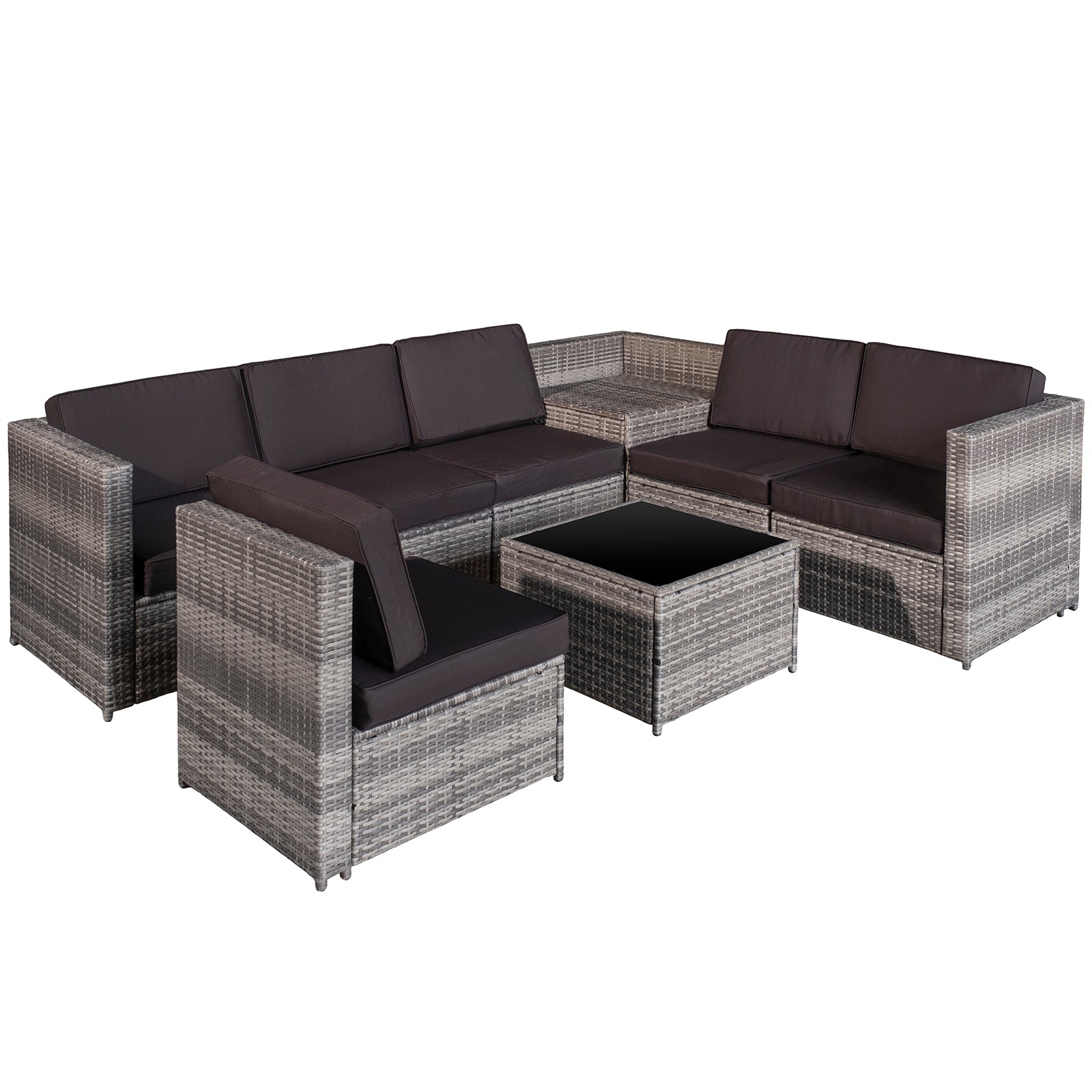 8 Piece Rattan Garden Furniture Set with Cushions Grey