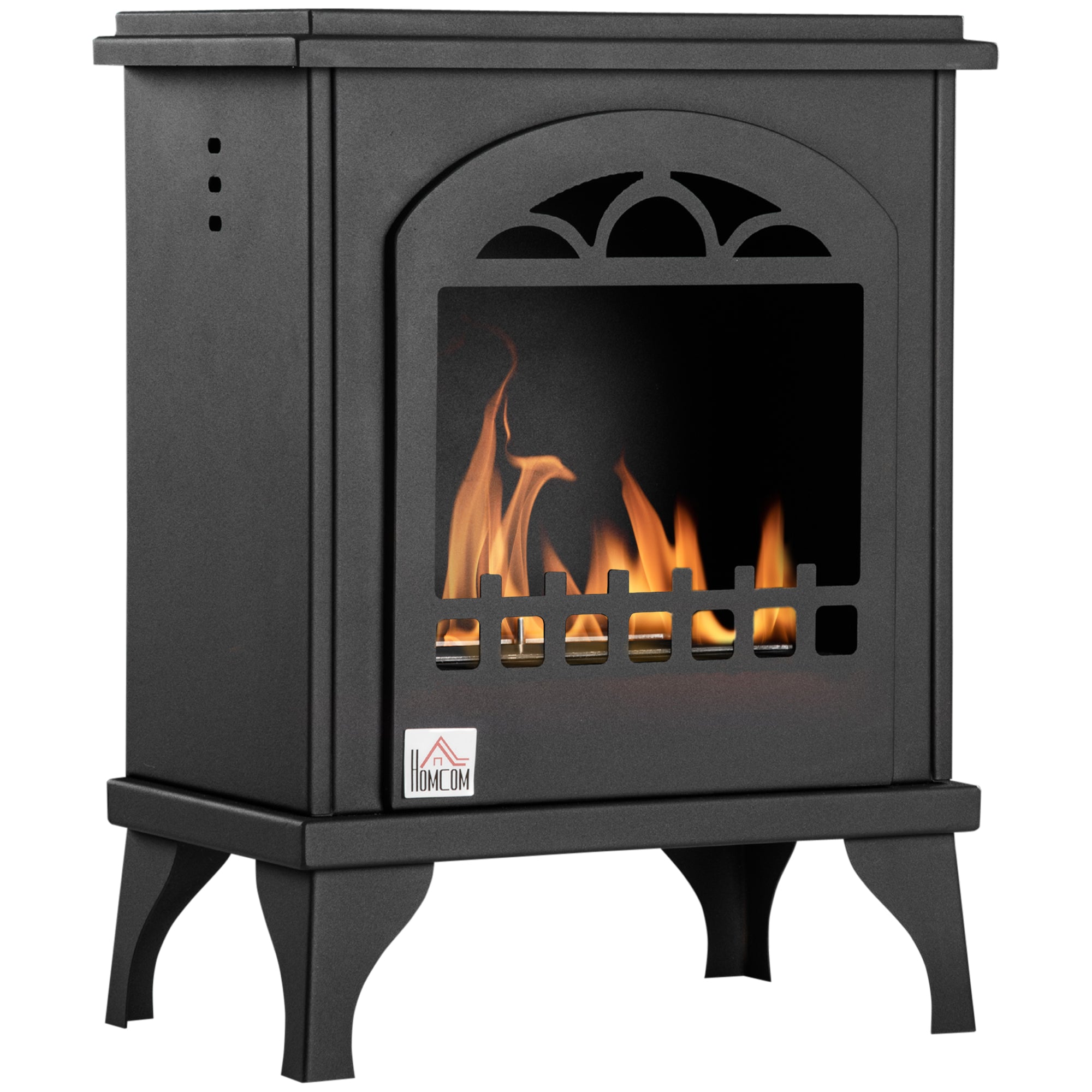 Free Standing Ethanol Fireplace, Bioethanol Heater Stove Fire with 0.9L Tank, 3 Hours Burning Time, Black