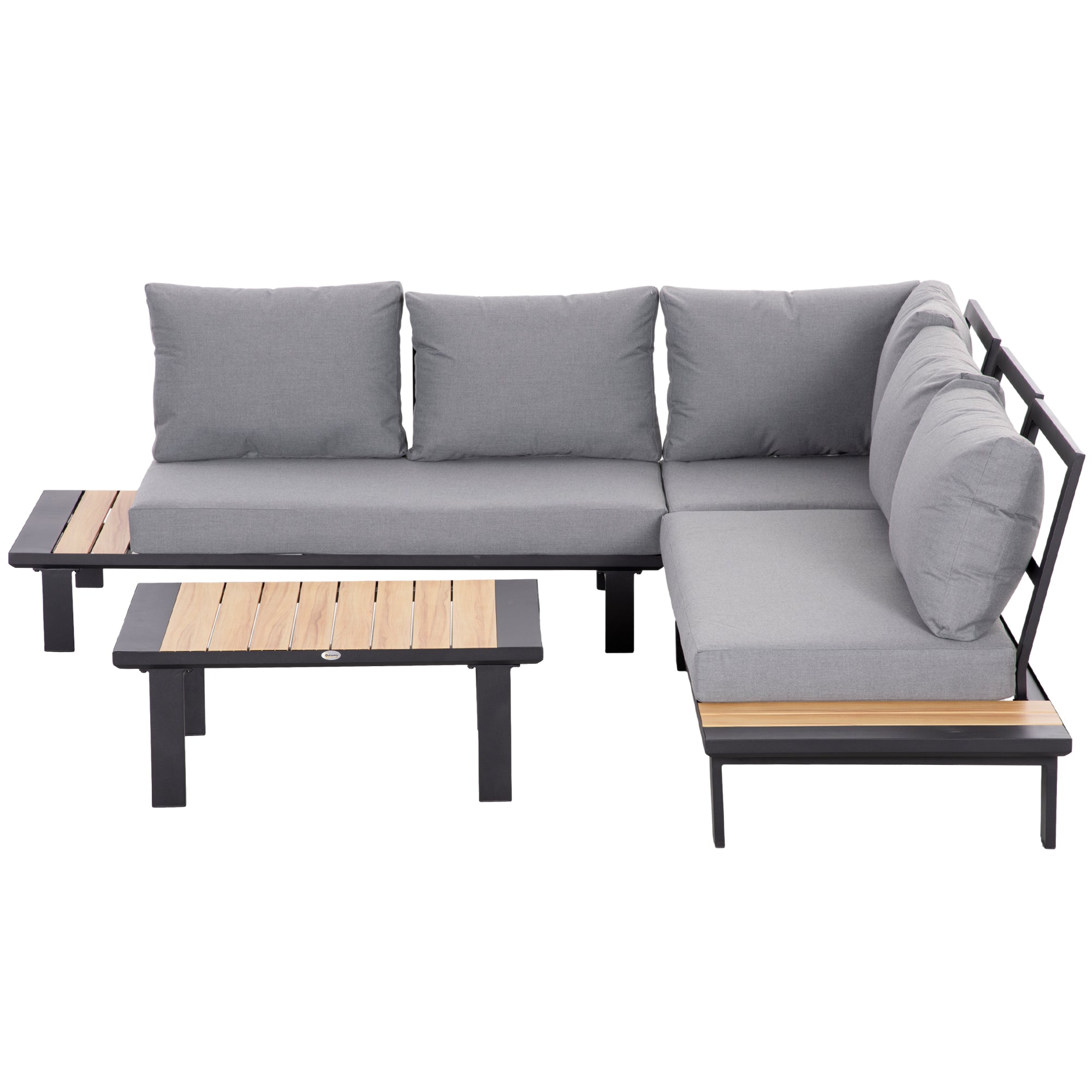 4 Piece Aluminium Garden Sofa Set with Cushions and Tables - Dark Grey