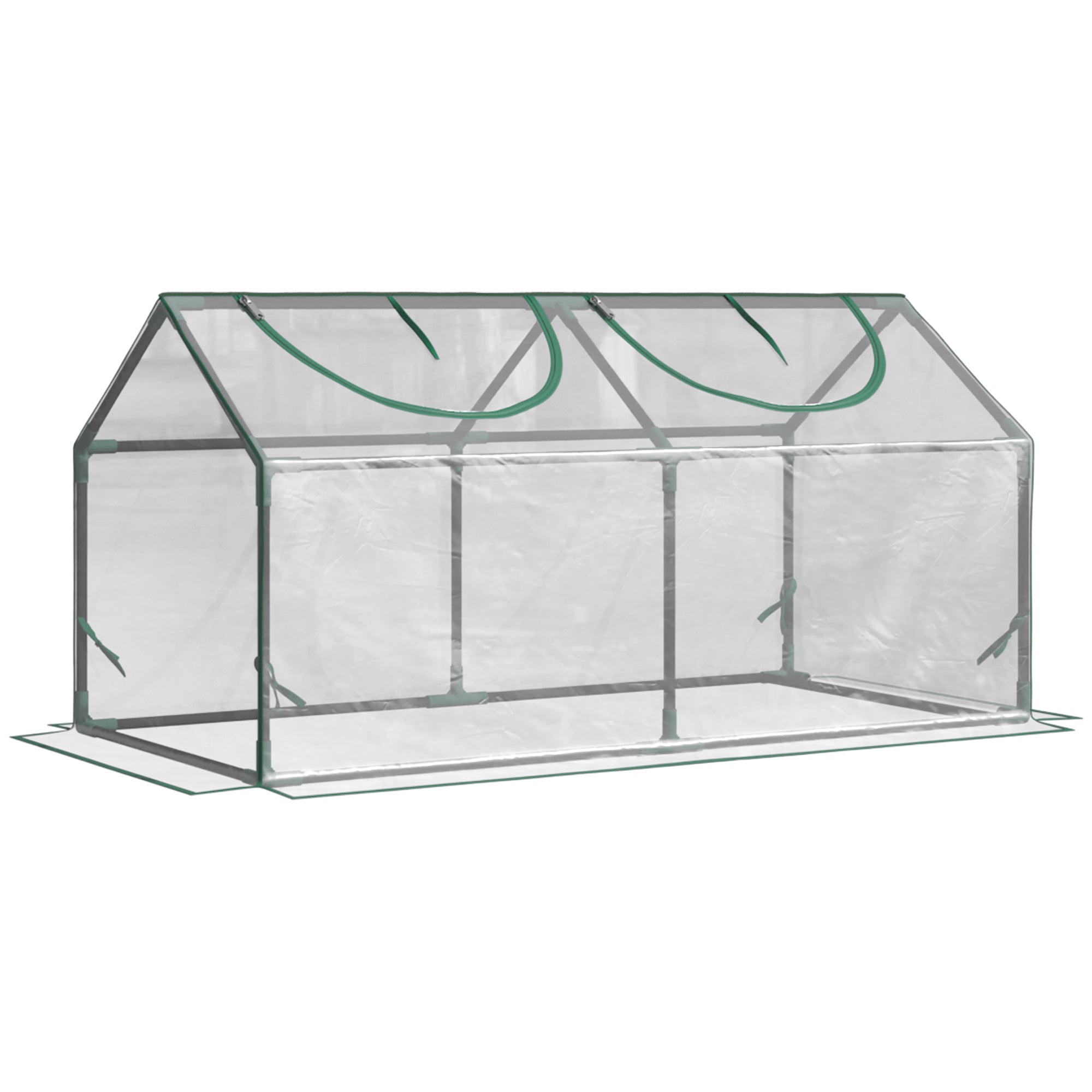 Mini Greenhouse Plant Shelter with Zipper and Roll-Up Windows - Clear
