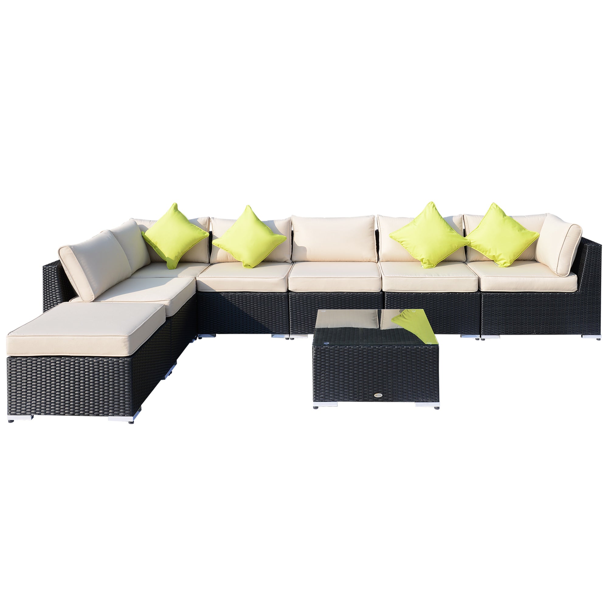 8 Piece Rattan Garden Sofa Set with Aluminium Frame Black