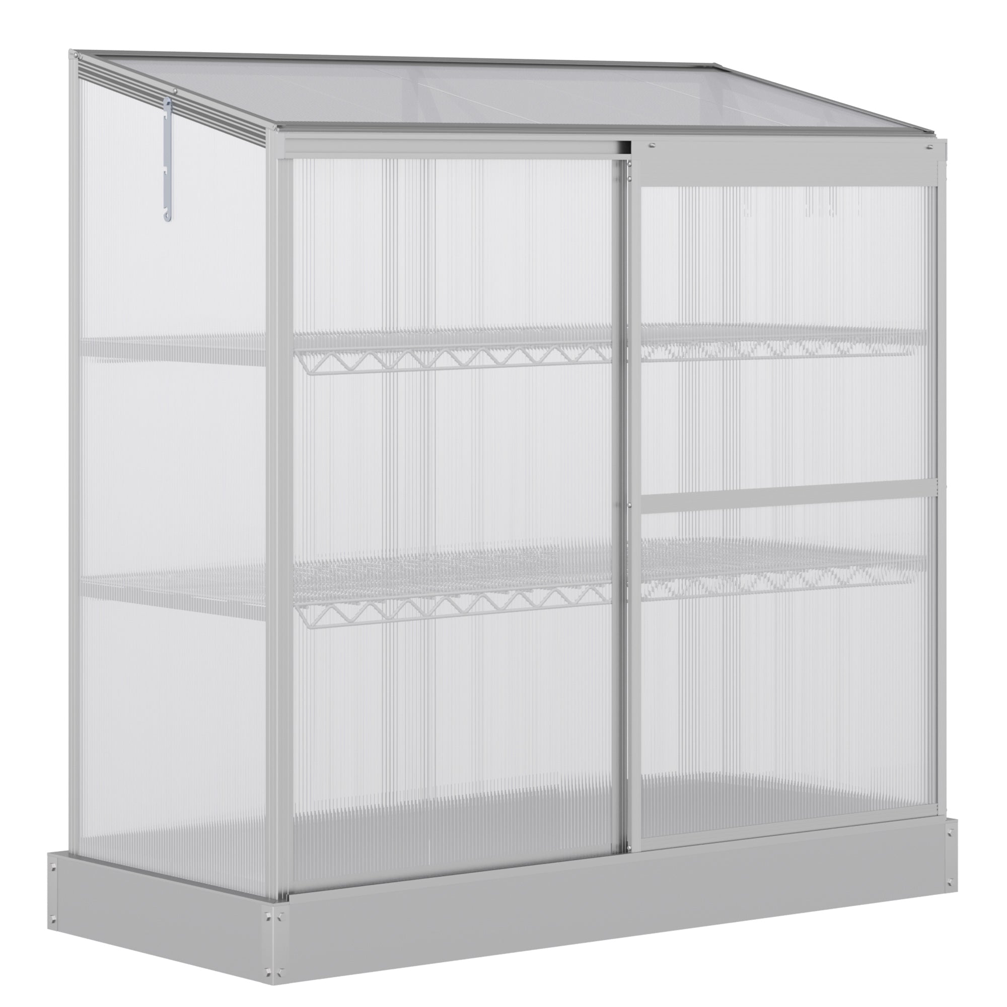 3 Tier Aluminium Frame Mini Greenhouse with Polycarbonate Panels - Silver
