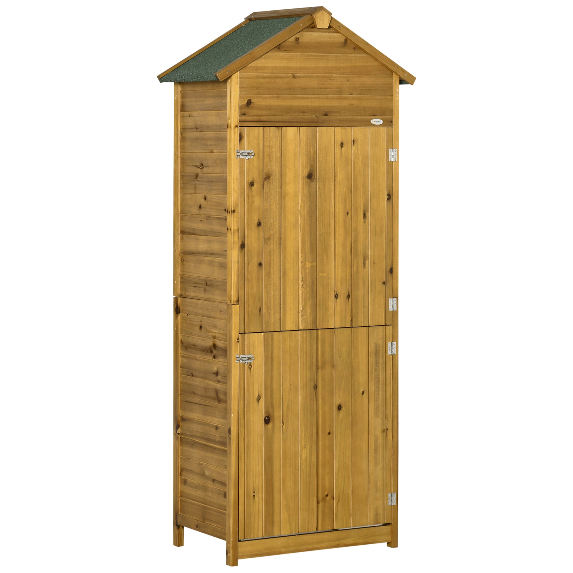 Wooden Garden Storage Shed with 3 Shelves and Asphalt Roof - Natural Wood Effect