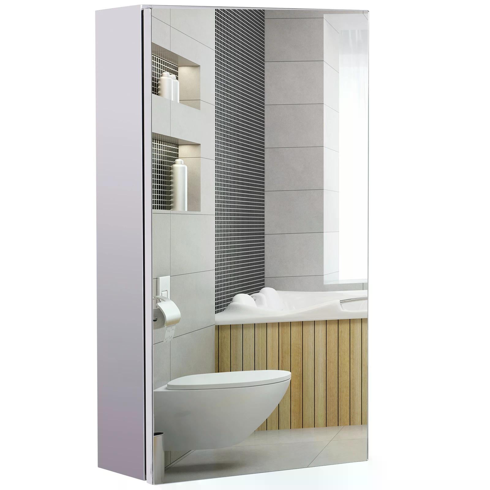 Stainless Steel Wall-Mounted Bathroom Mirror Cabinet with Elegant Design - 300mm