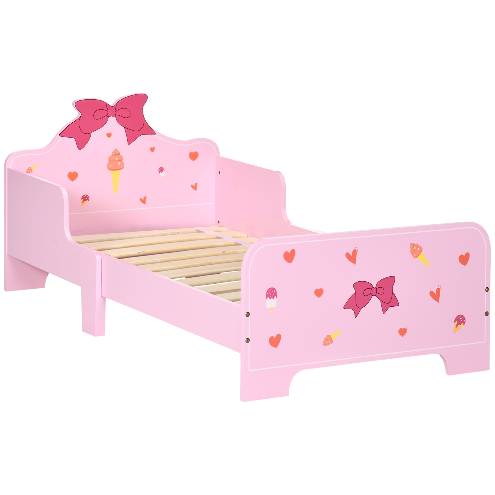 Toddler Bed with Safety Side Rails Pink Princess Design