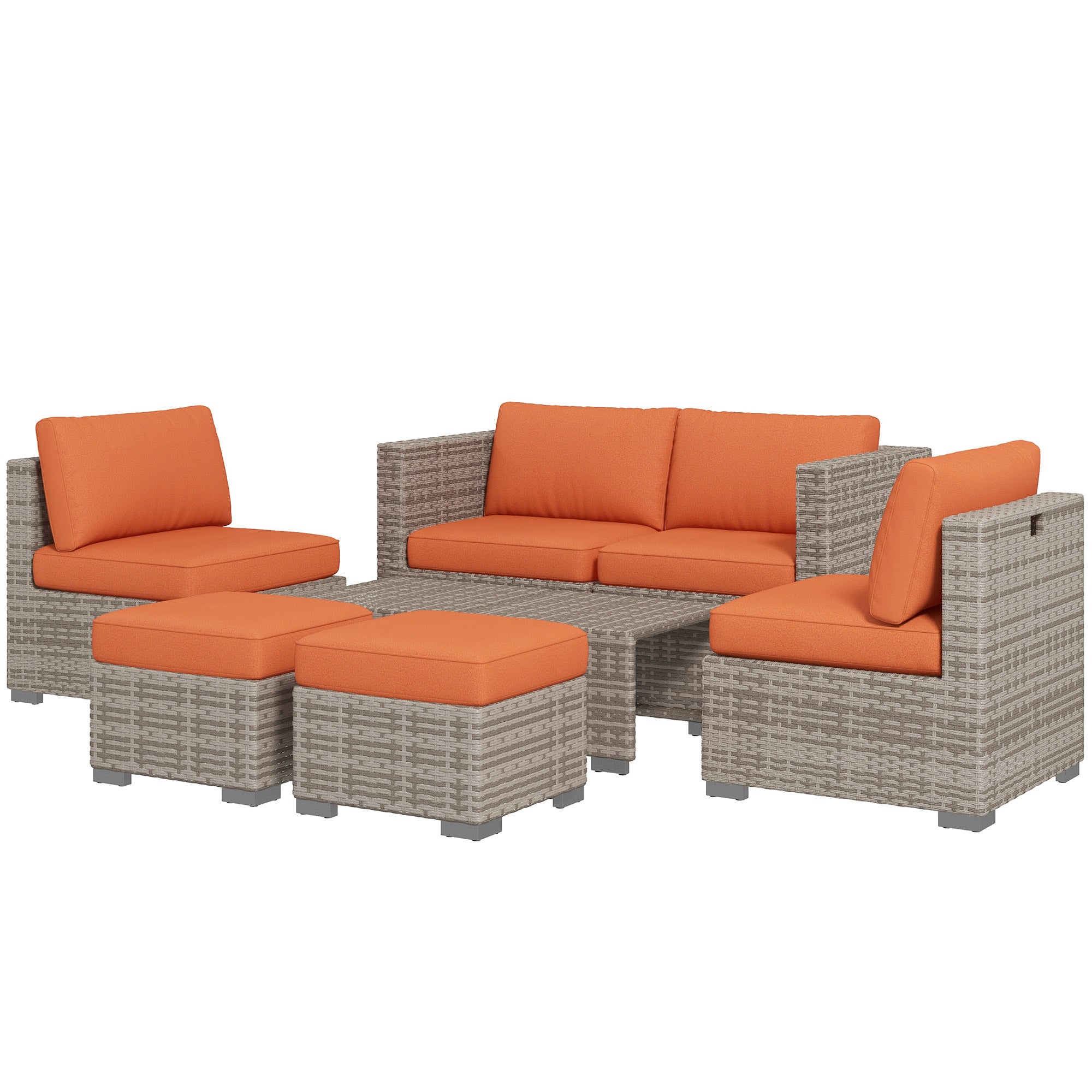 8 Piece Rattan Outdoor Patio Furniture Set with Cushions - Brown