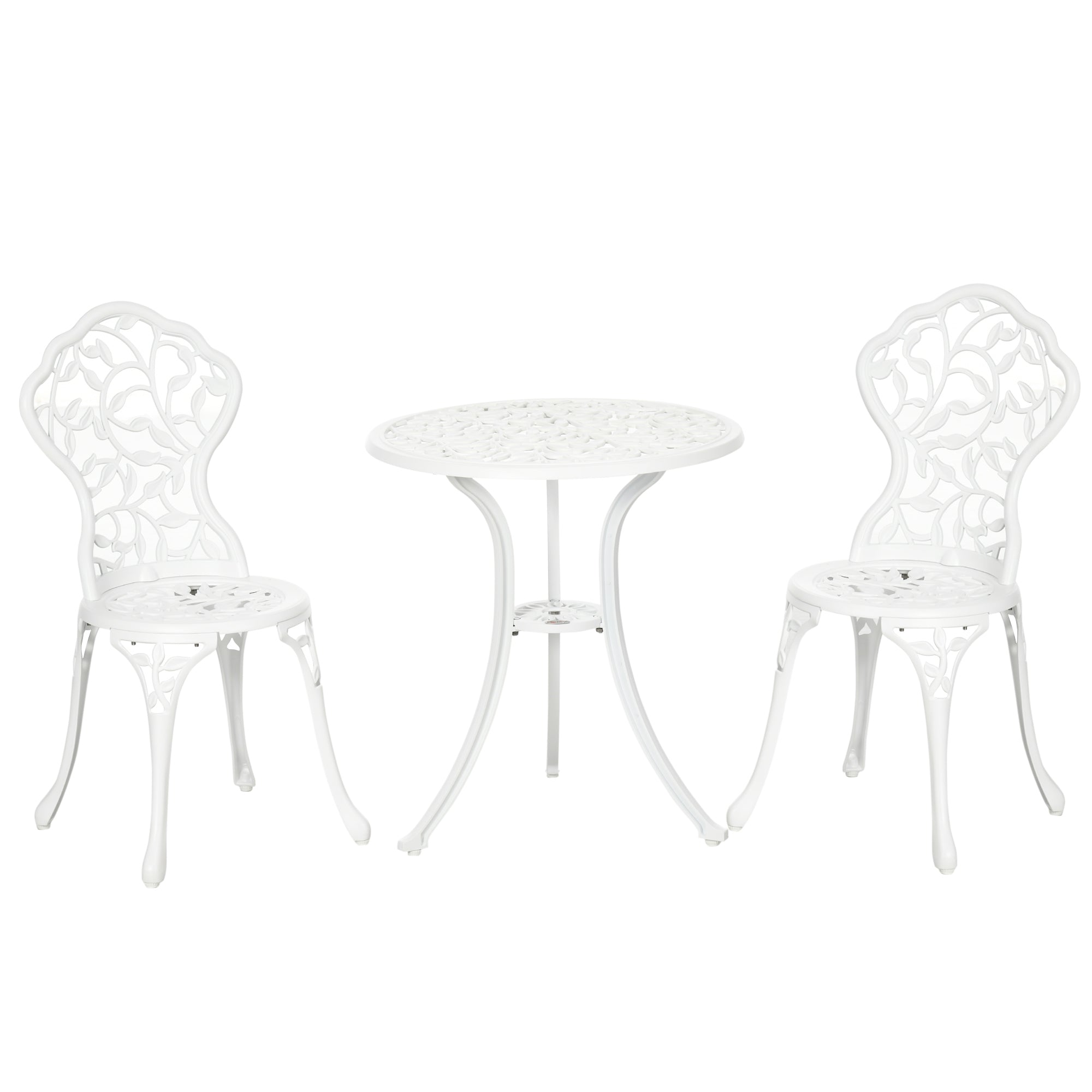 3 Piece Aluminium Bistro Set With Floral Design - Antique White