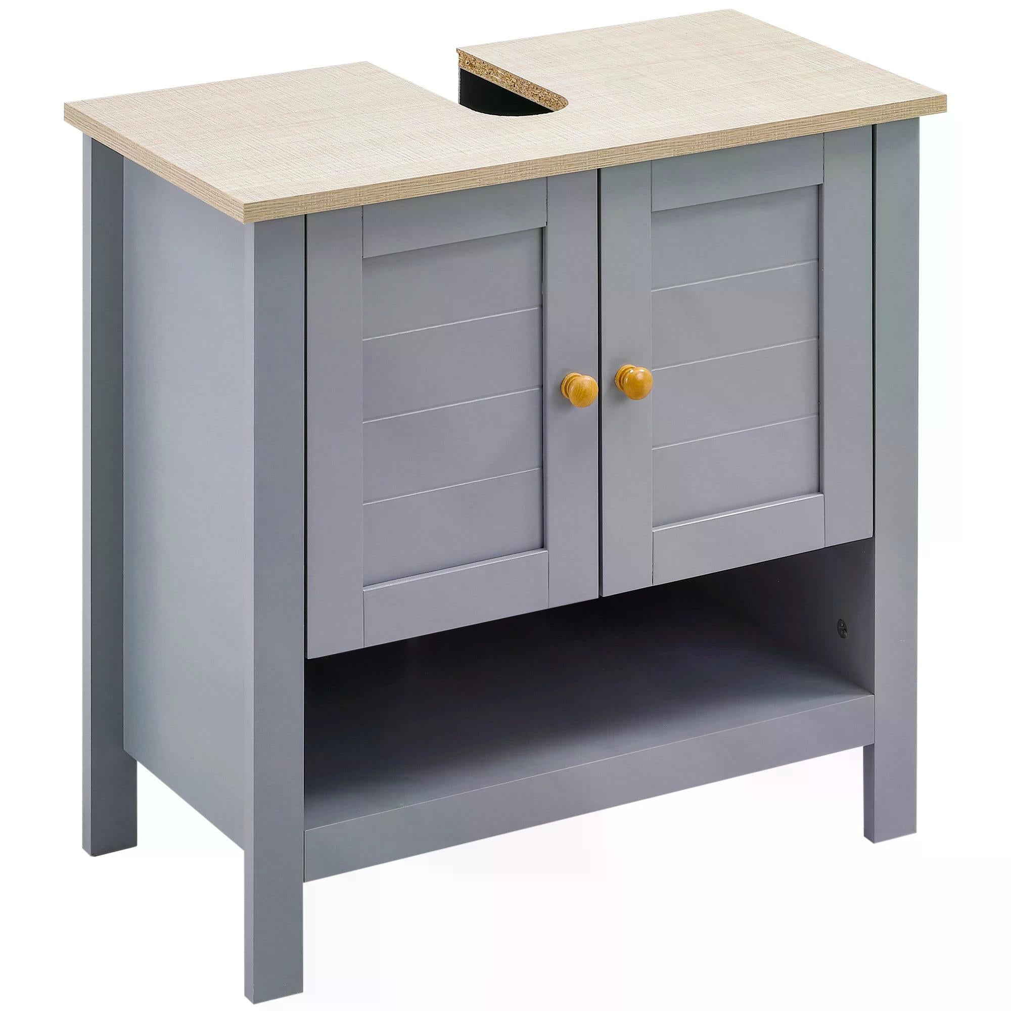 Under Sink Bathroom Cabinet with Adjustable Shelf - Grey