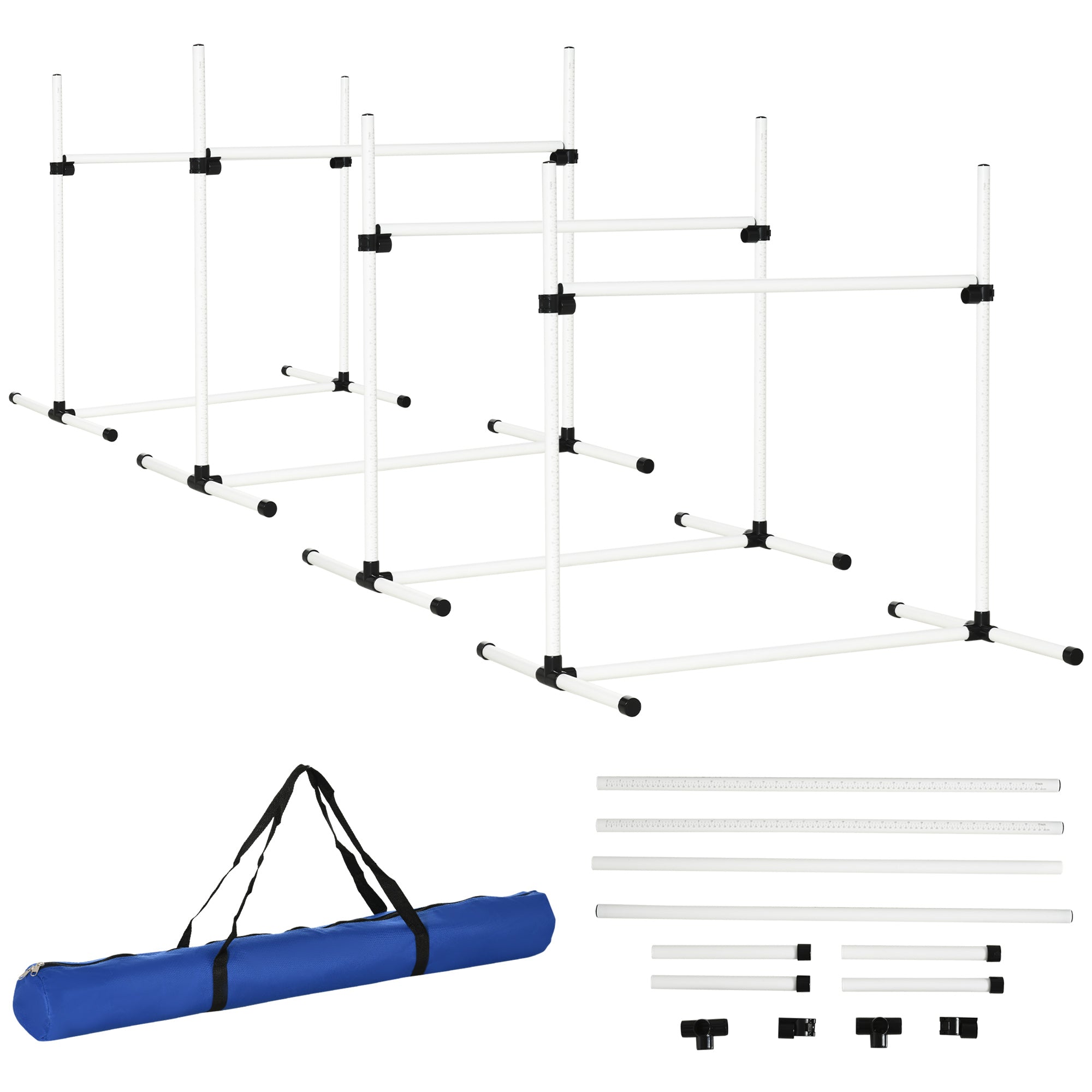 Canine Agility Jump Set 4-Piece with Carry Bag - White