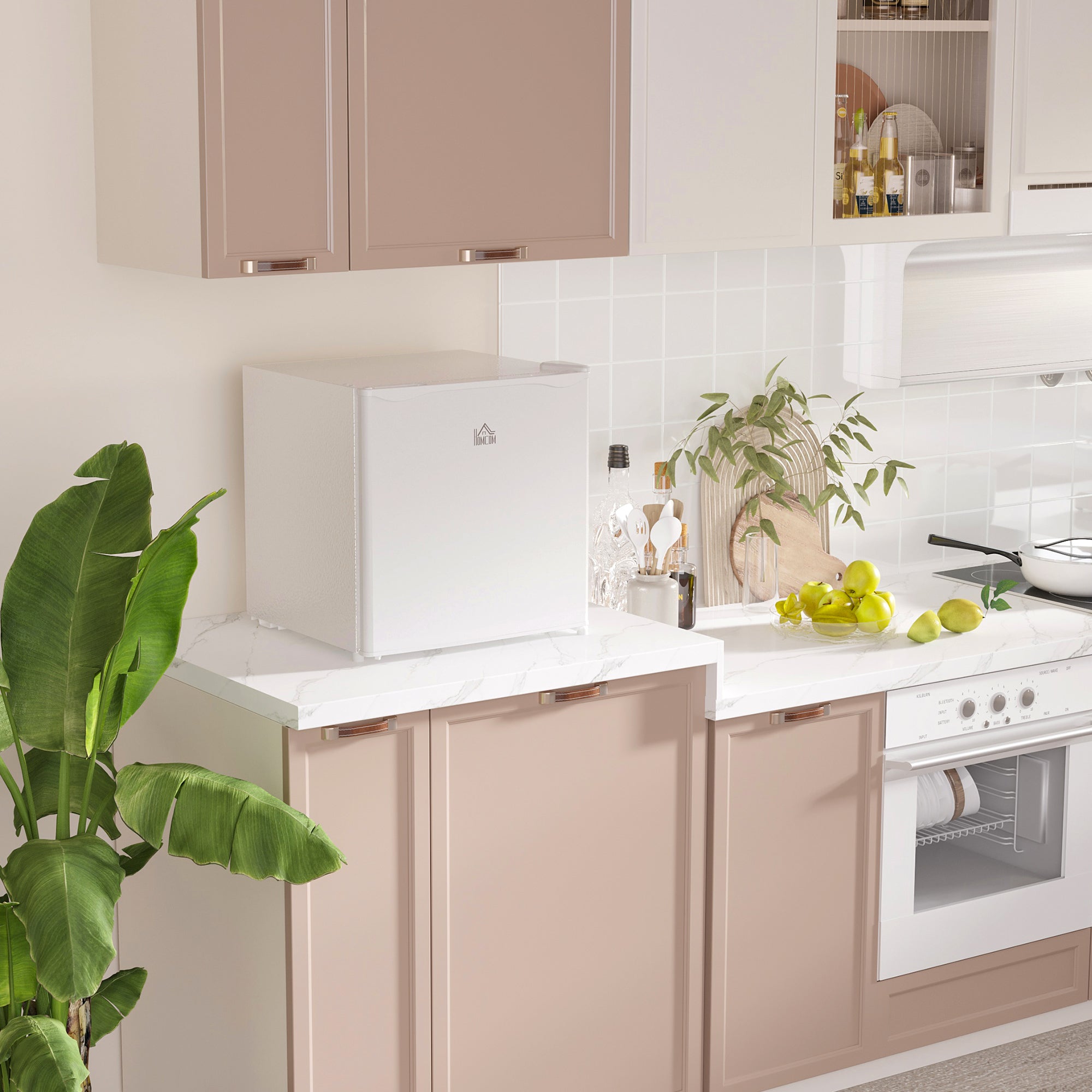 46L Countertop Mini Fridge with Chiller Box Adjustable Temperature - White