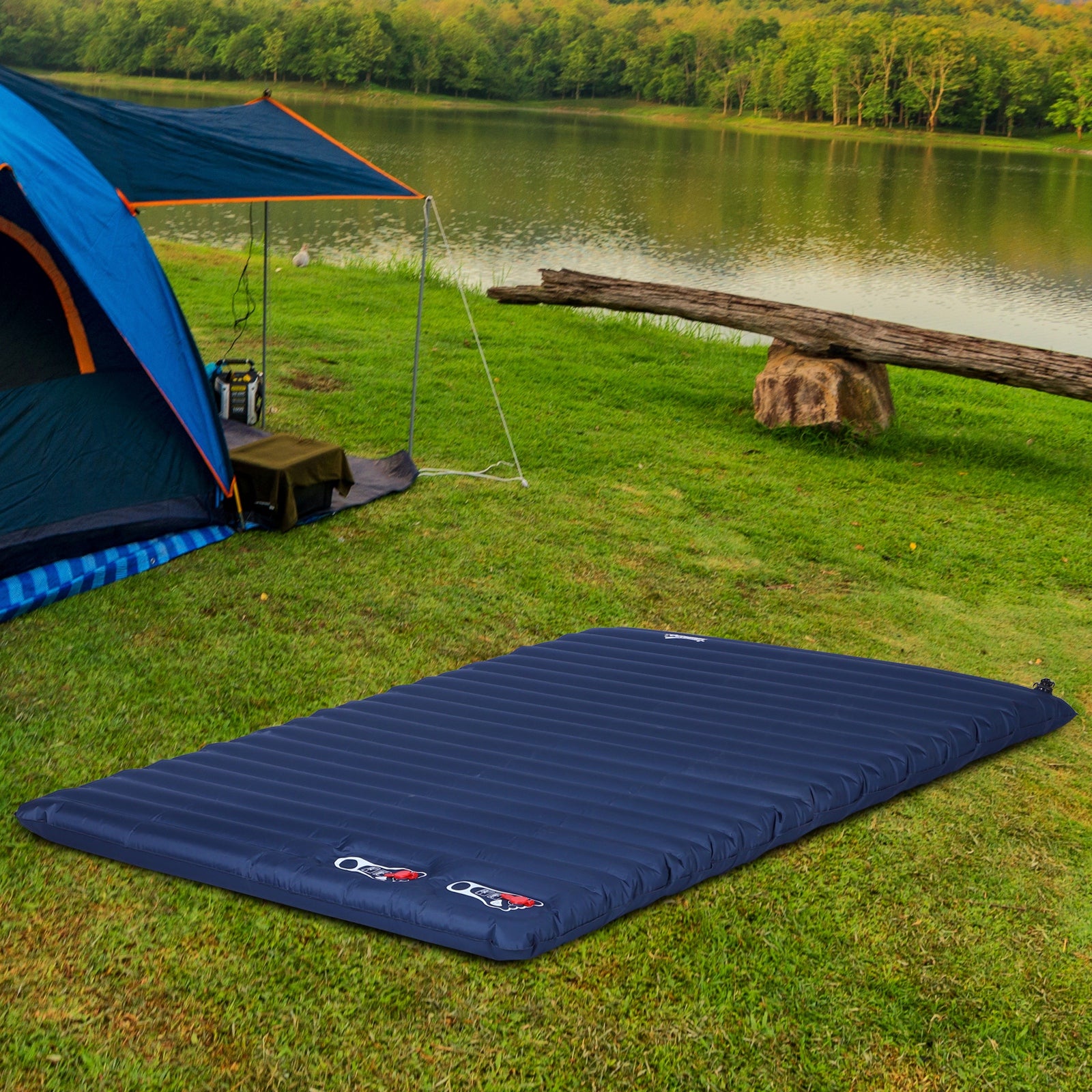2 Person Self-Inflating PVC Camping Mattress - Green Durable Design