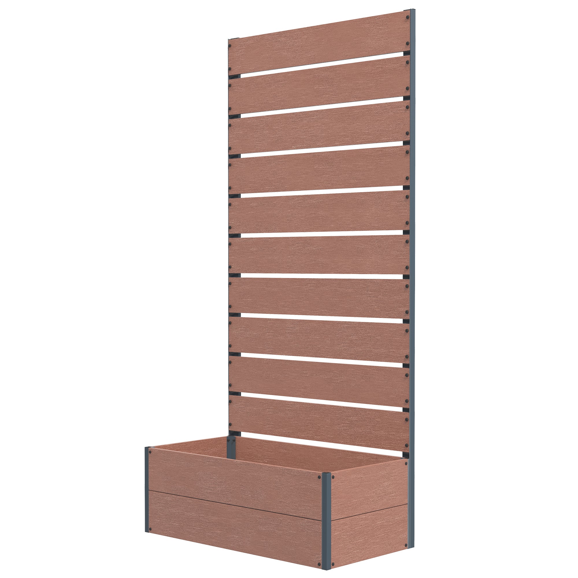 Freestanding Garden Planter with Trellis and Drainage Gap 150cm - Light Brown