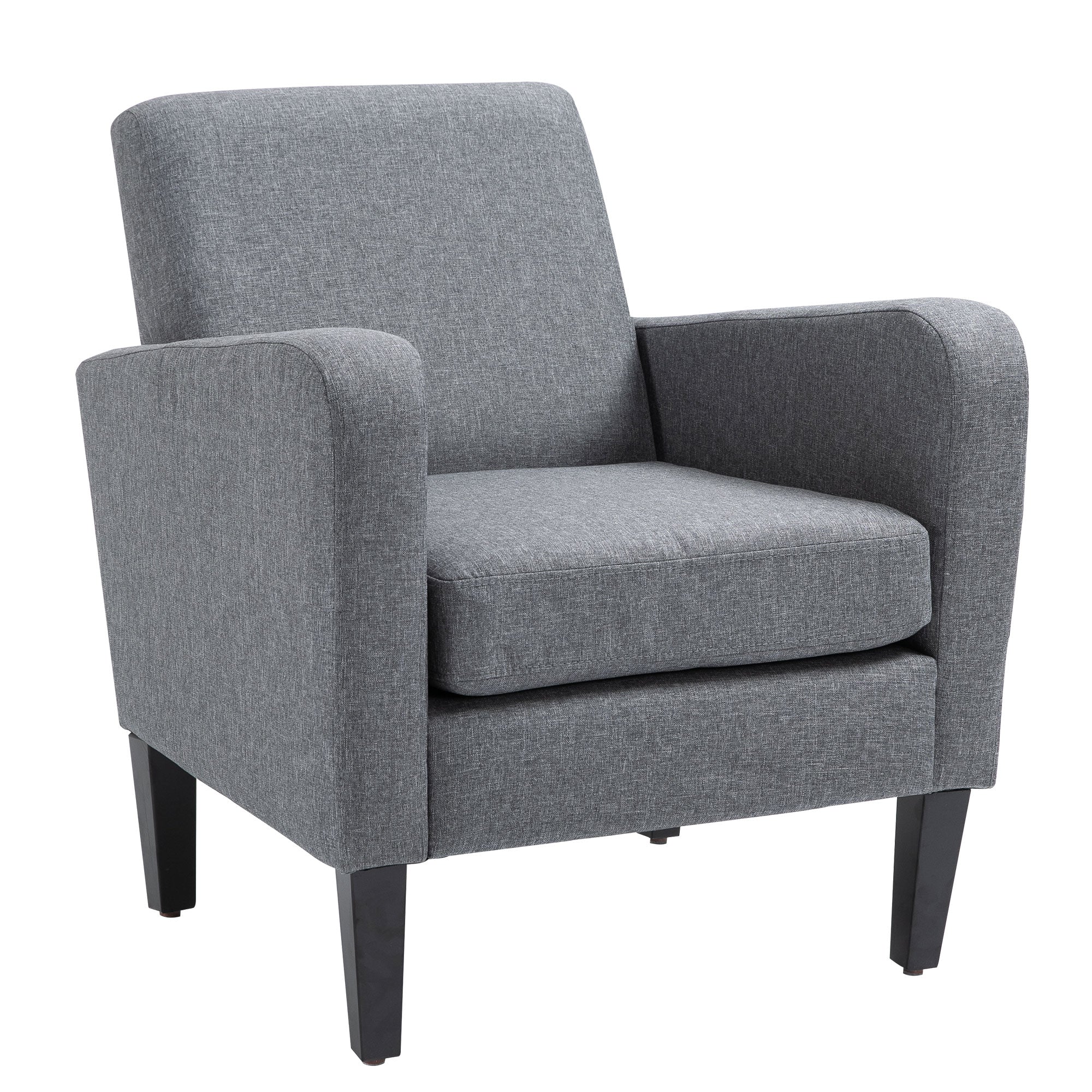 Linen Single Armchair with Padded Seat - Grey