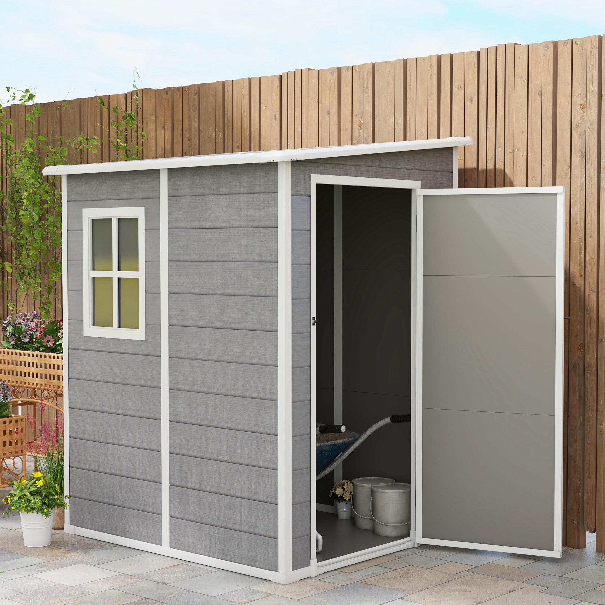 4x5ft Lockable Garden Storage Shed with Window and Vent Grey