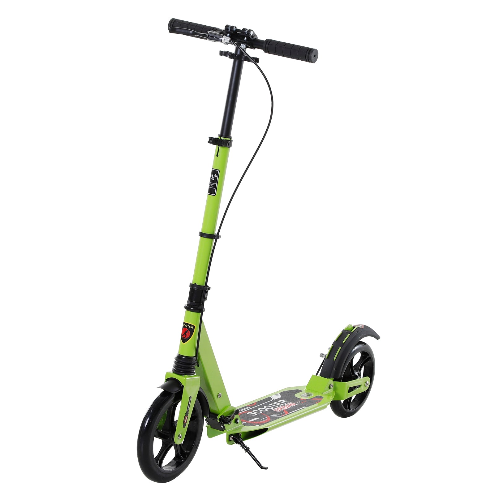 Teens Adult Kick Scooter Foldable Adjustable Aluminum Ride On Toy For 14+ w/ Dual Brake System, Shock Mitigation System - Green 95.5-110.5H CM