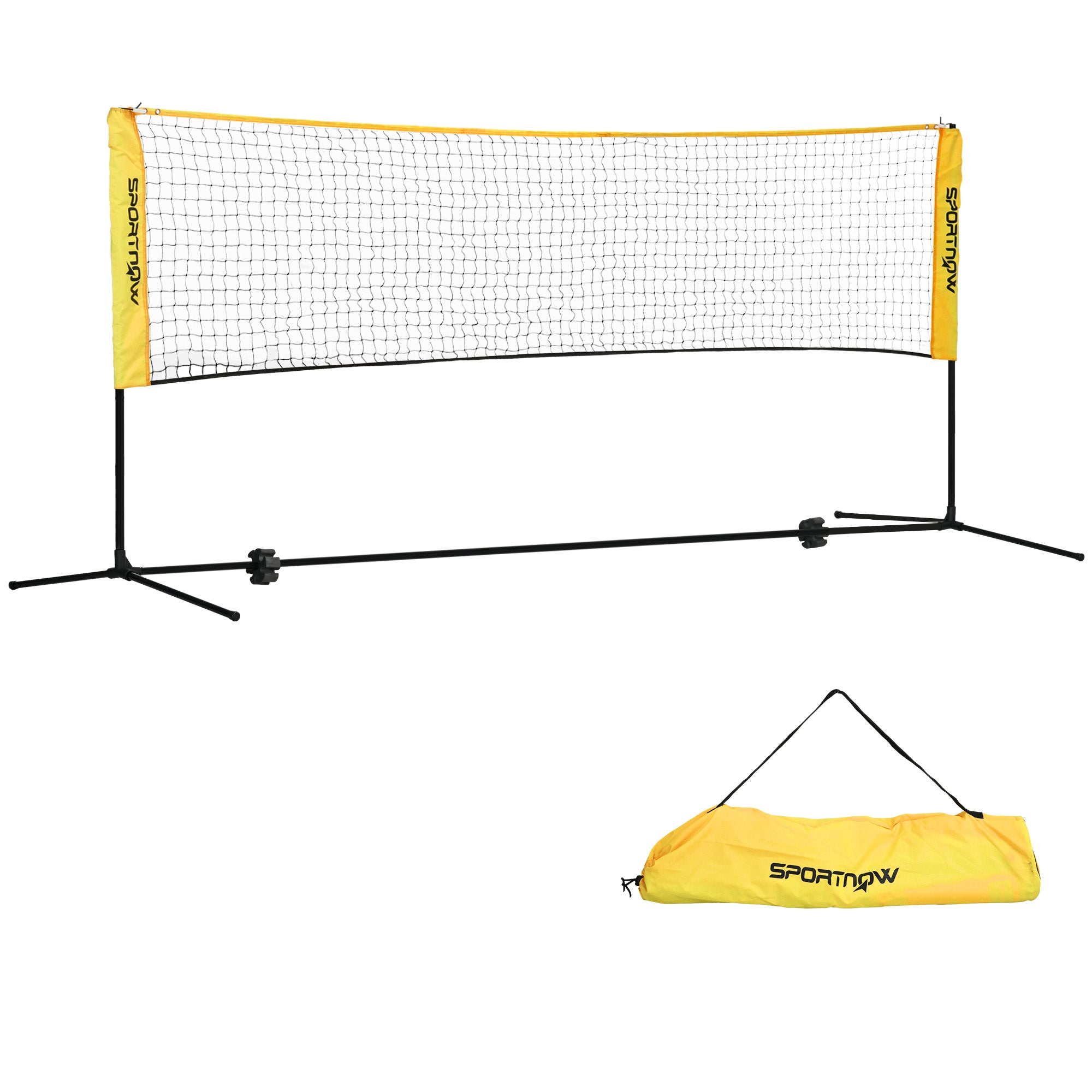 3m Height Adjustable Badminton Net for Tennis, Pickleball & Volleyball with Carry Bag - Black and Yellow