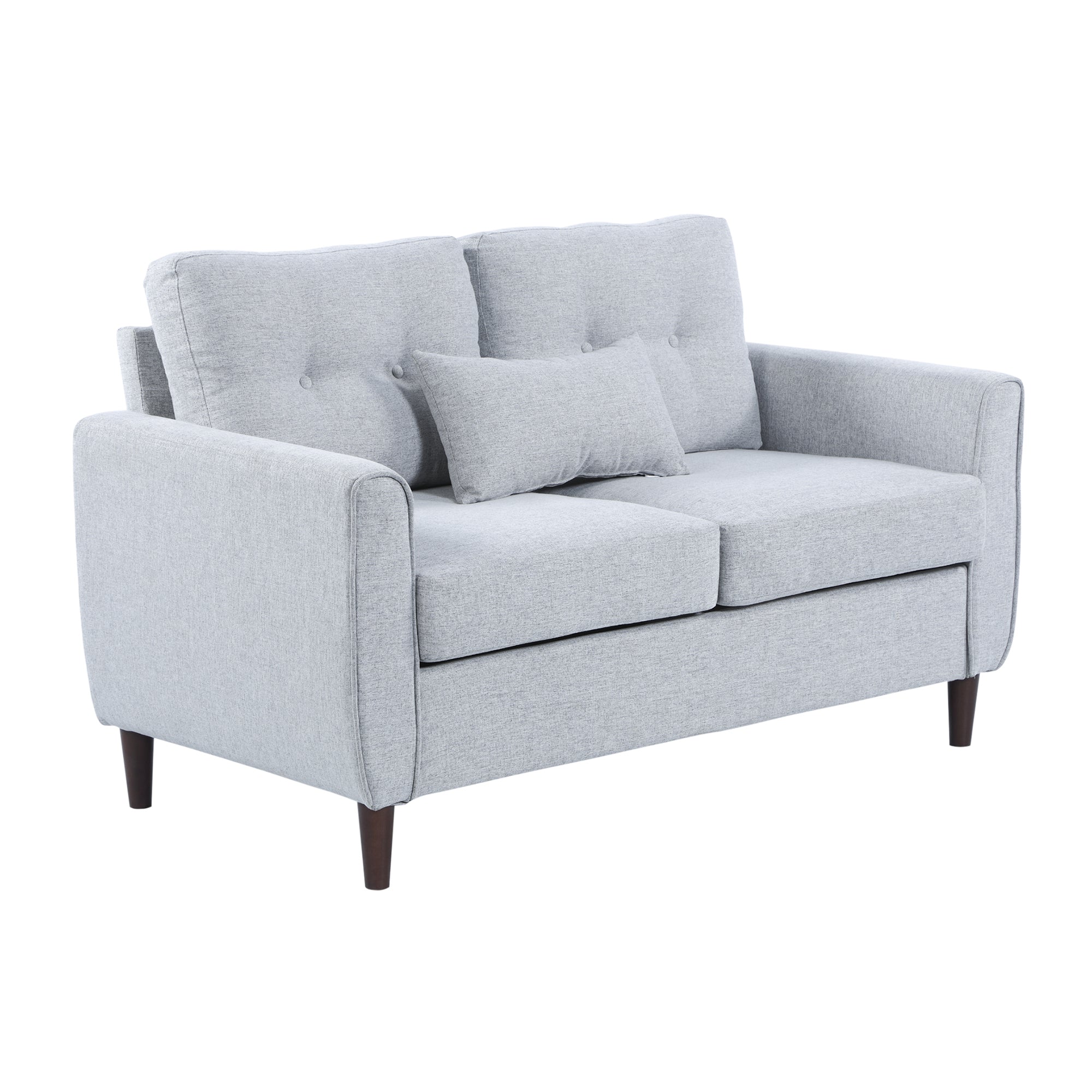 2 Seat Tufted Loveseat Sofa with Wooden Legs for Living Room, Dining Room, Office - Light Grey