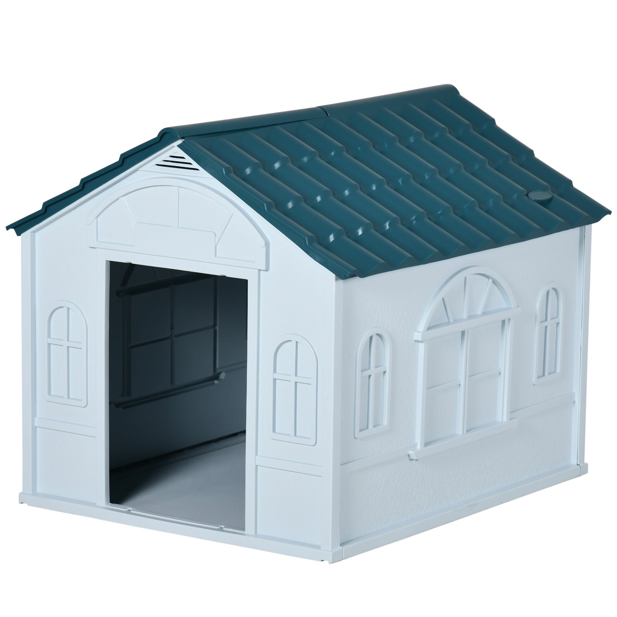 Weatherproof Plastic Dog House for Medium Dogs - Blue