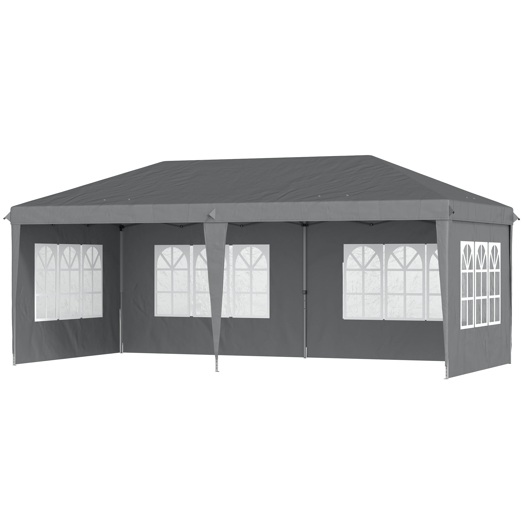 3 x 6m Pop Up Gazebo Set with Adjustable Height & Sidewalls - Grey