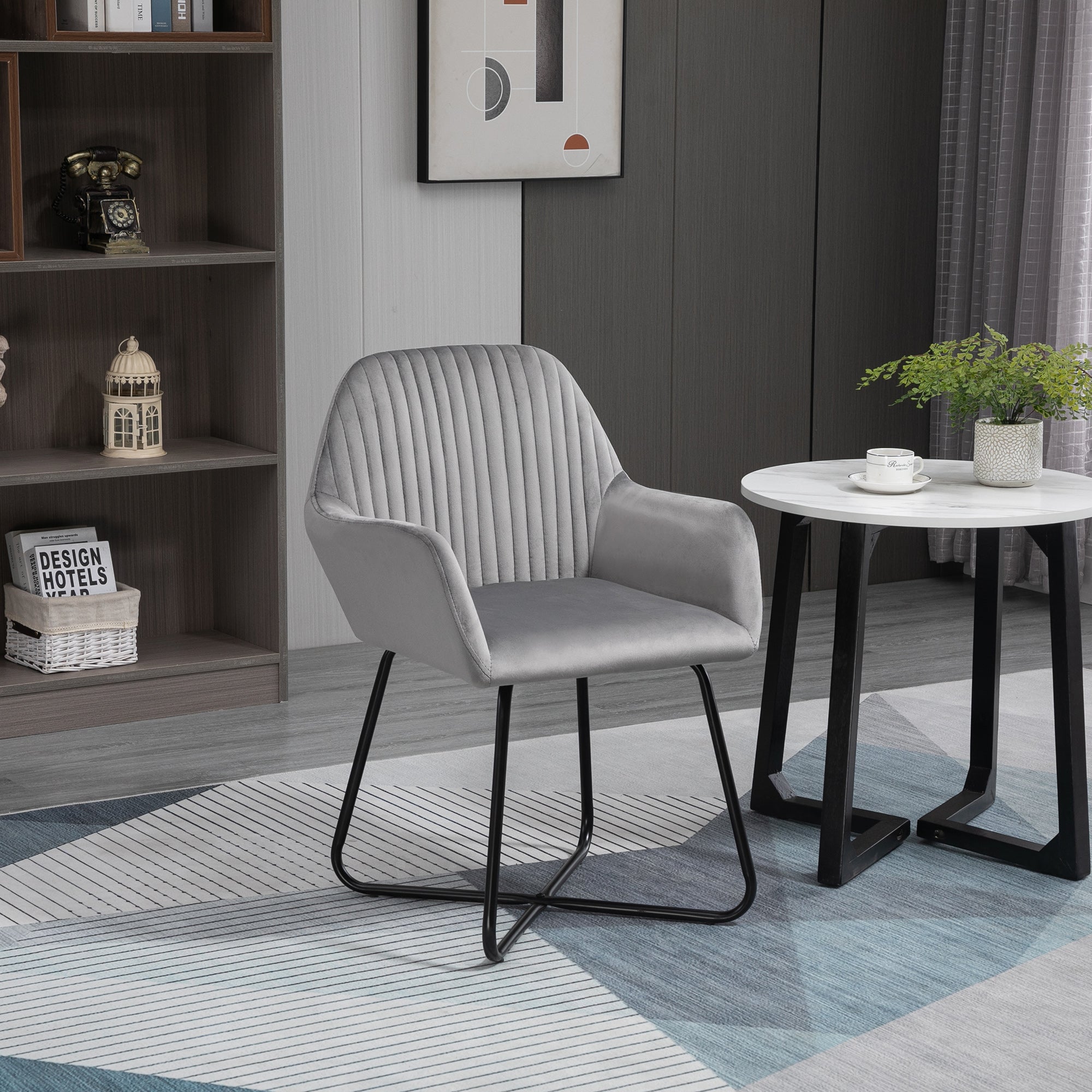 Modern Upholstered Accent Chair with Metal Base for Stylish Living Room - Grey