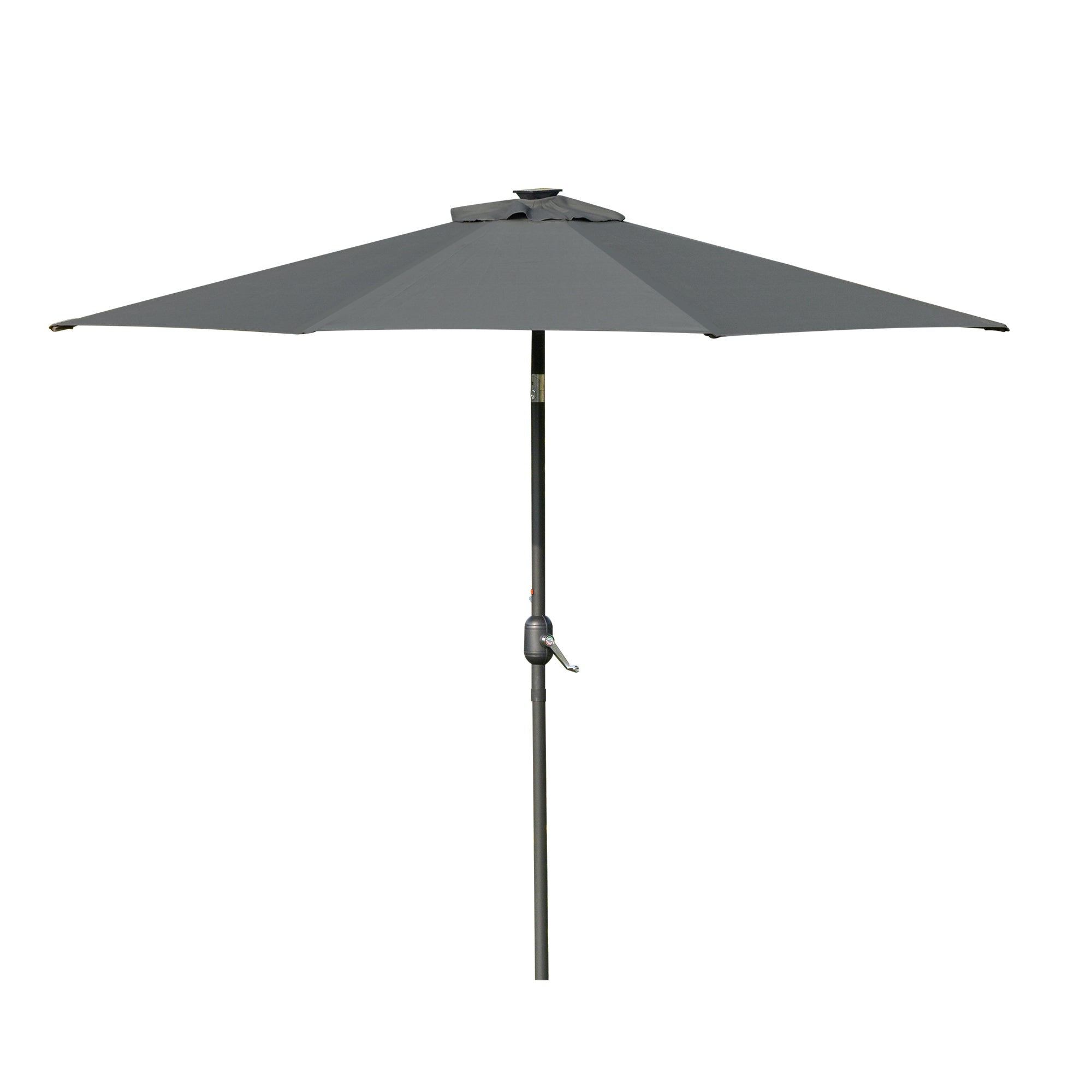 1 Piece 2.7m Garden Parasol with LED Lights and Tilt Crank Grey