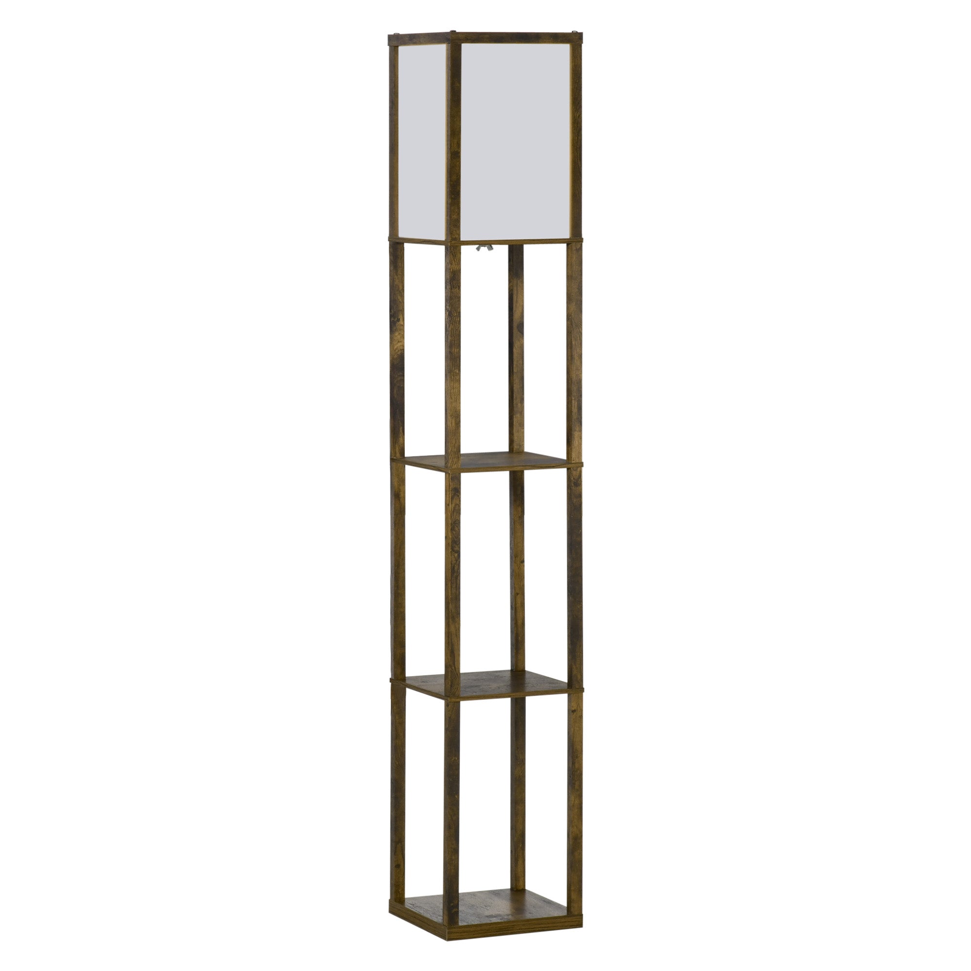 4-Tier Floor Lamp with Storage Shelves for Living Room, Bedroom, Office - Rustic Brown