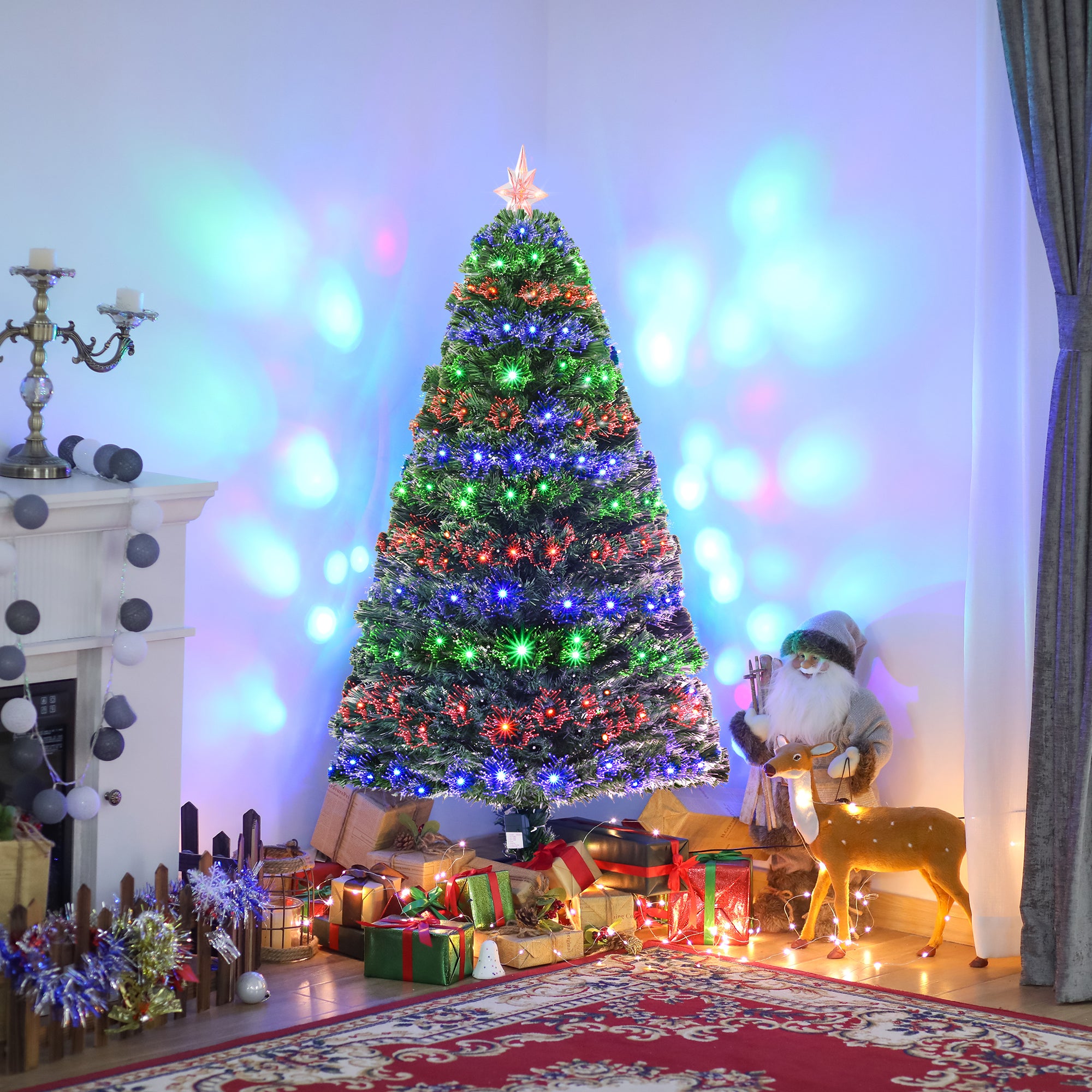 5ft 150cm Pre-Lit Fibre Optic Artificial Christmas Tree - Green