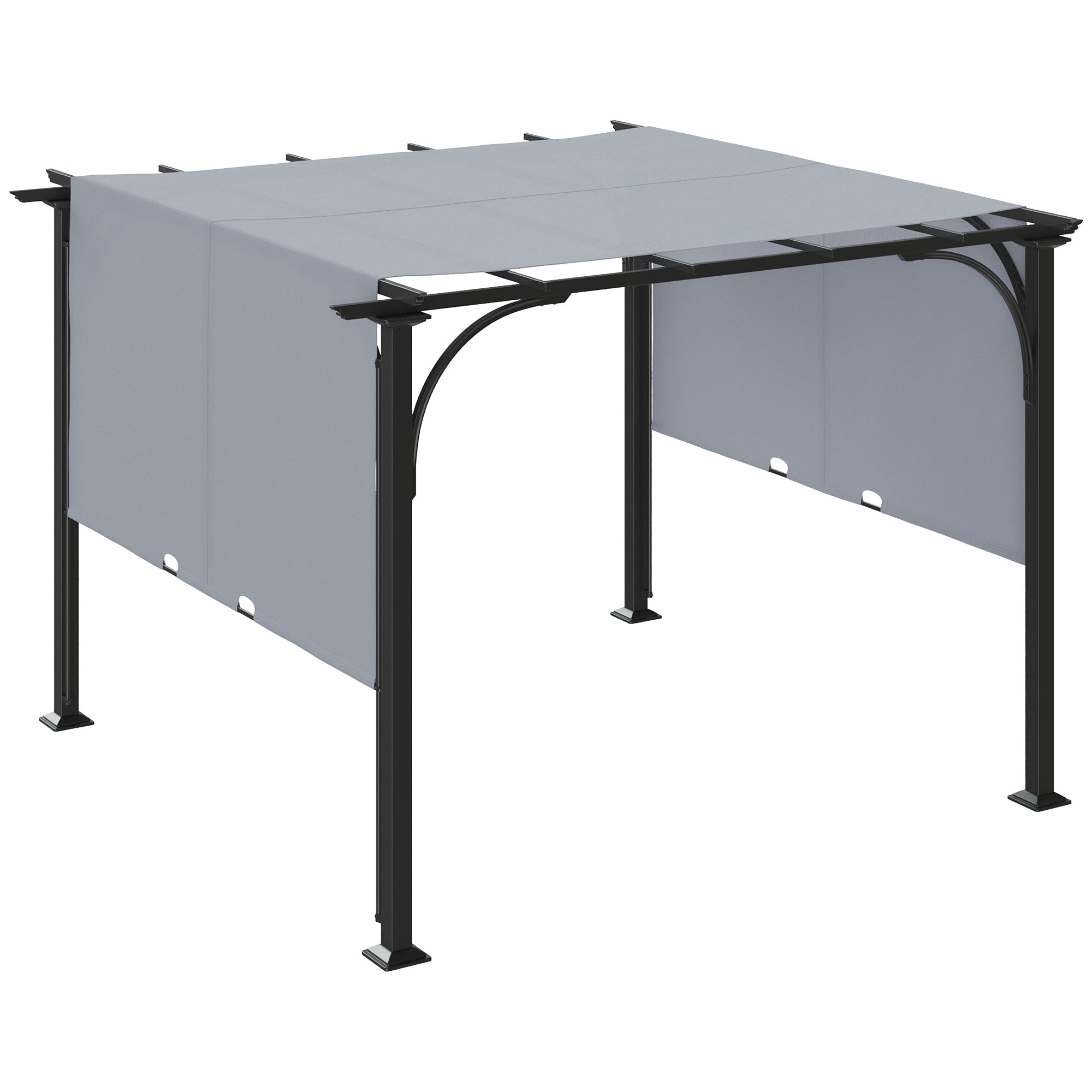 3 x 3 Metre Retractable Garden Pergola with Adjustable Canopy - Grey