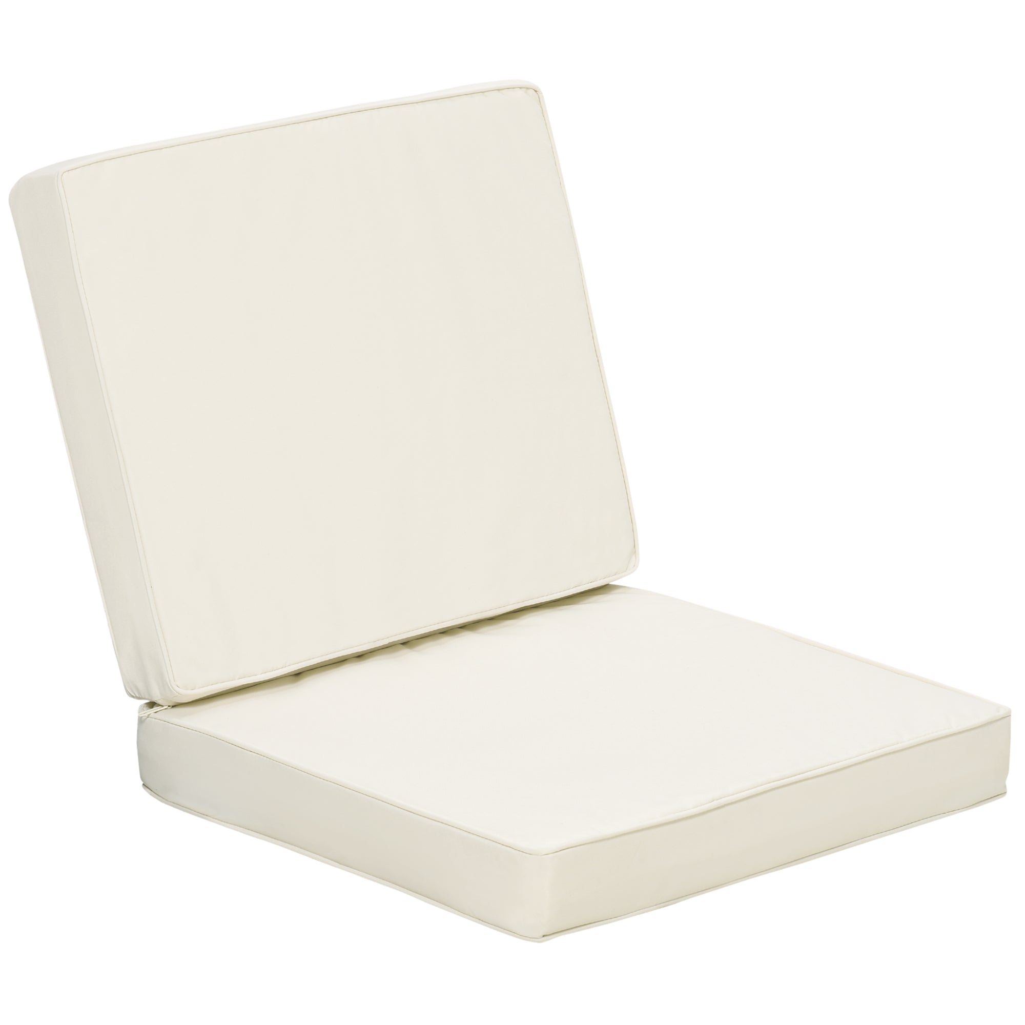 Set of 2 Garden Seat and Back Cushions for Outdoor Furniture - Cream White