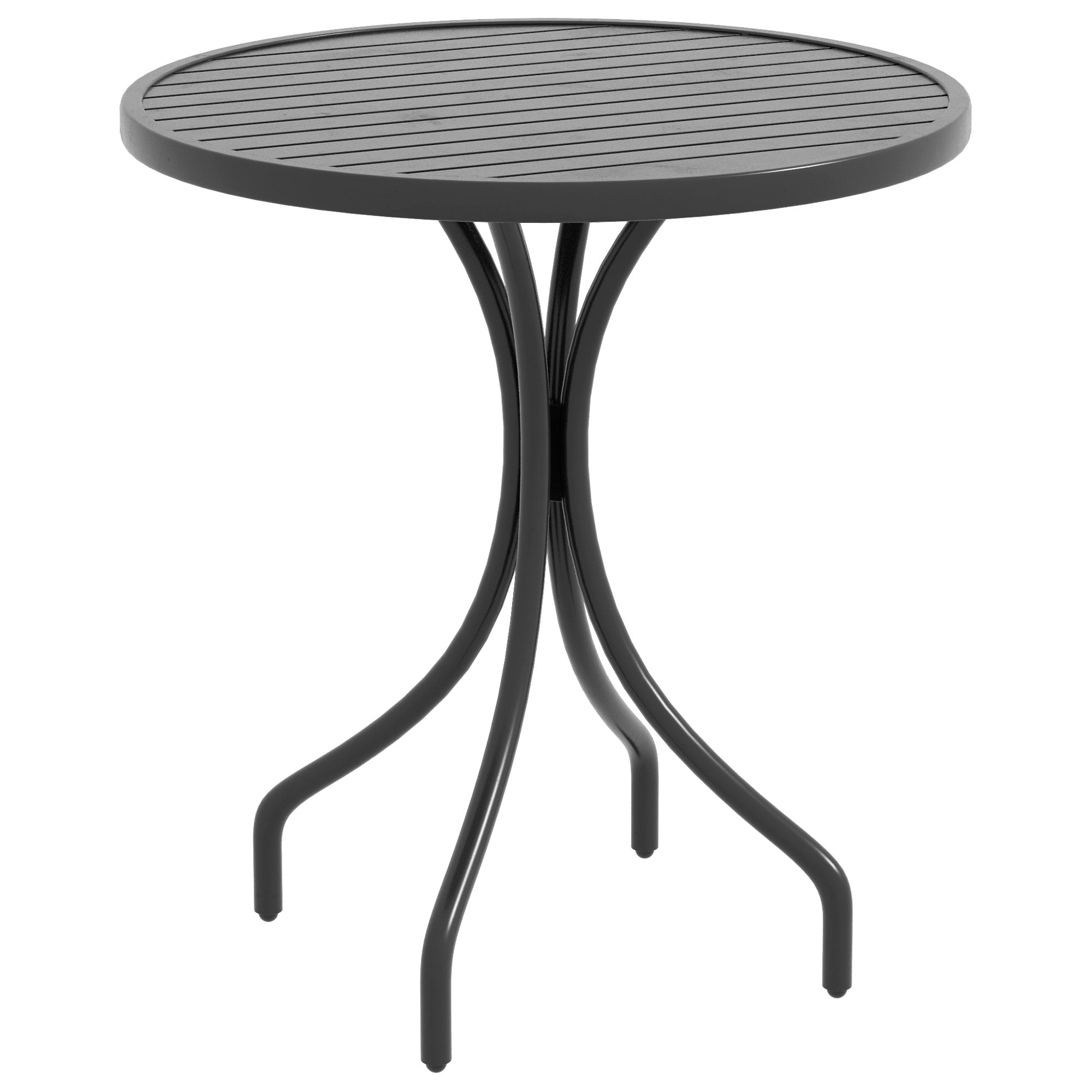 66cm Round Outdoor Patio Table with Galvanised Steel Frame - Black
