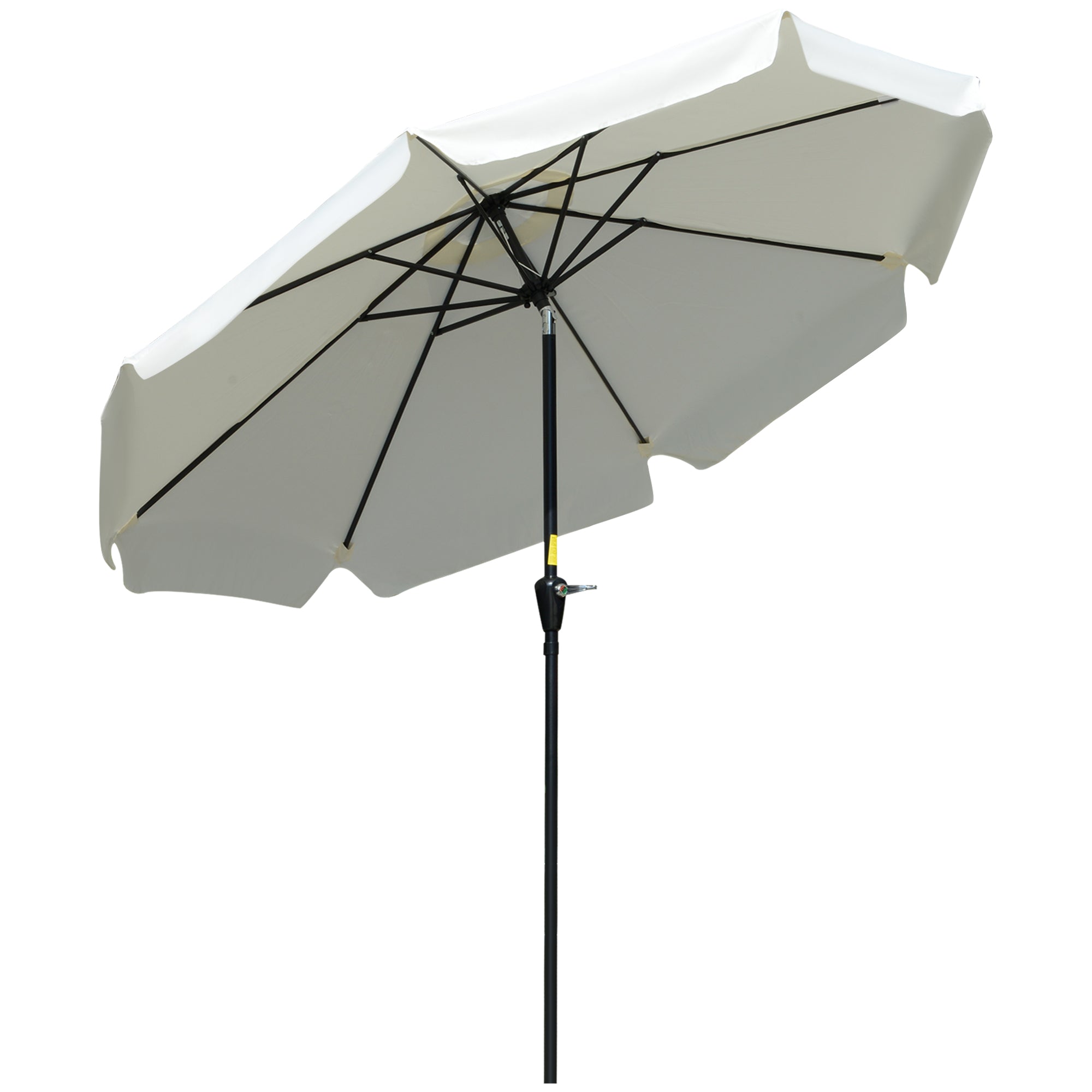 2.66m Patio Umbrella with Ruffles and Crank Handle - Cream White
