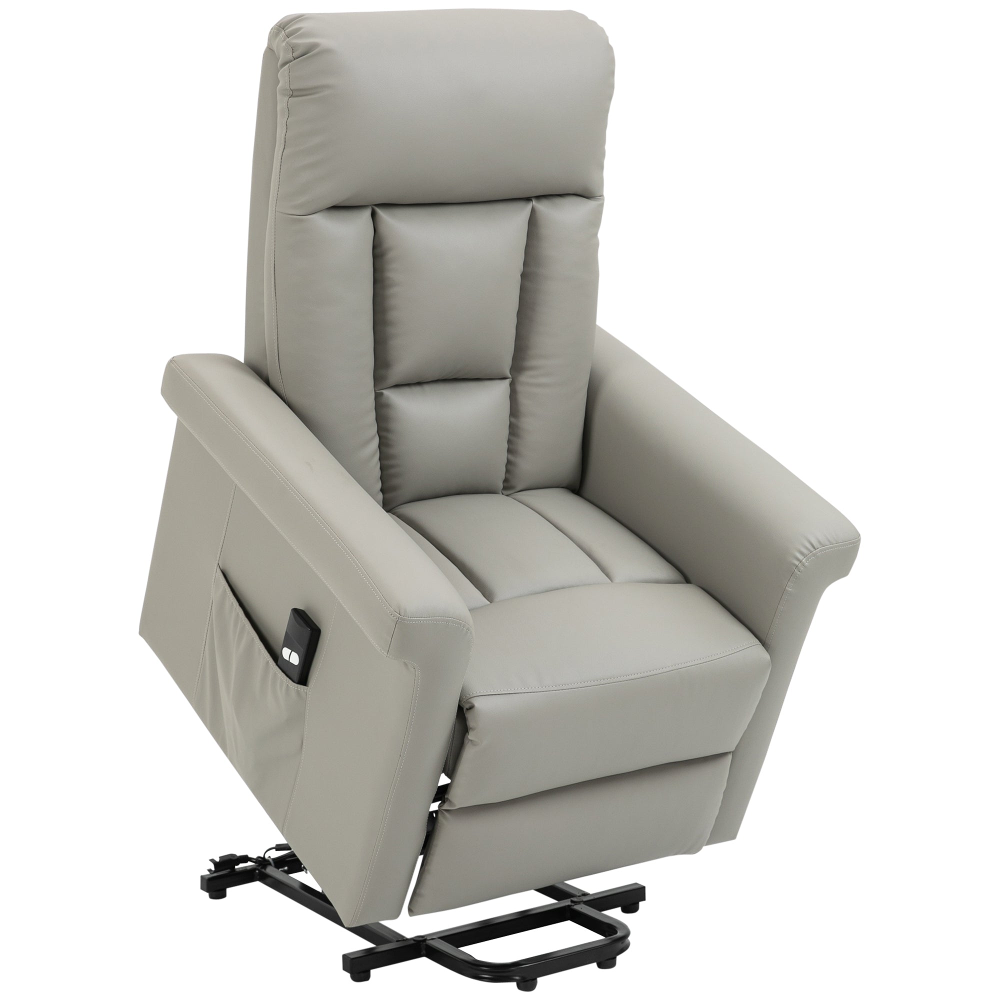 Power Lift Riser Recliner Chair – Grey PU Leather