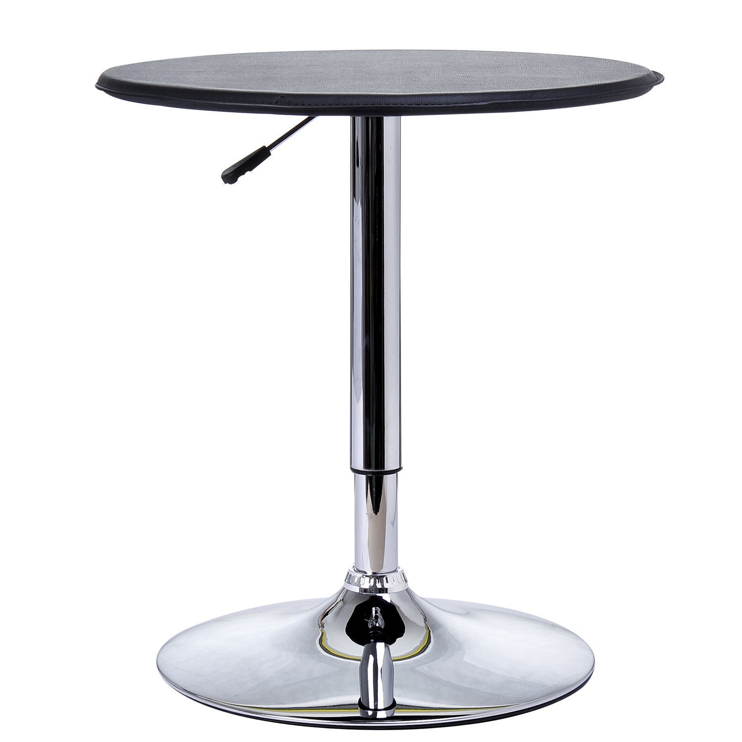 Height Adjustable Round Bistro Bar Table - Black PVC Leather Top