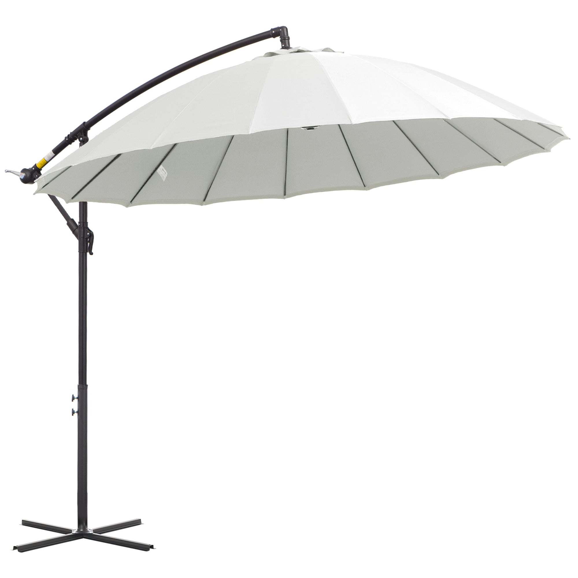 3 Metre Cantilever Garden Parasol with Crank Handle and Cross Base - Off White