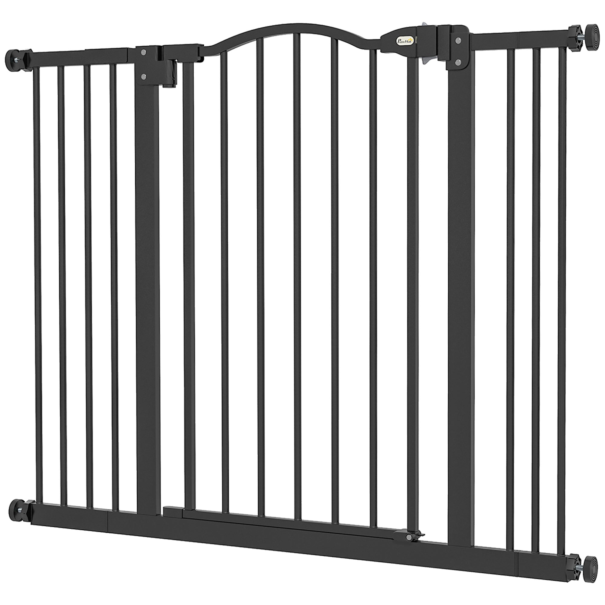 Adjustable Metal Pet Gate Safety Barrier 74-100cm with Auto-Close Door - Black