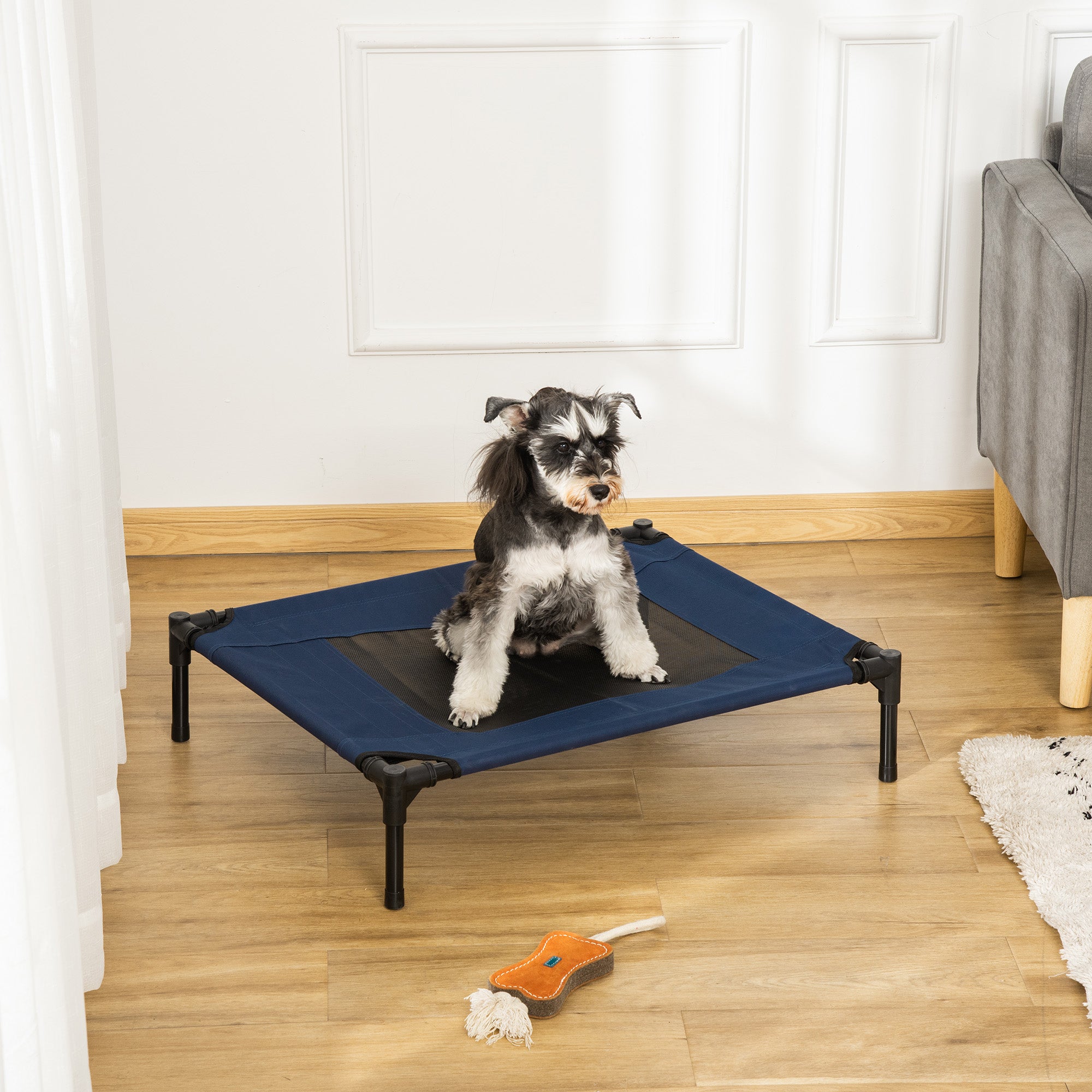Medium Elevated Dog Cat Pet Cot Bed Portable Camping Basket - Blue