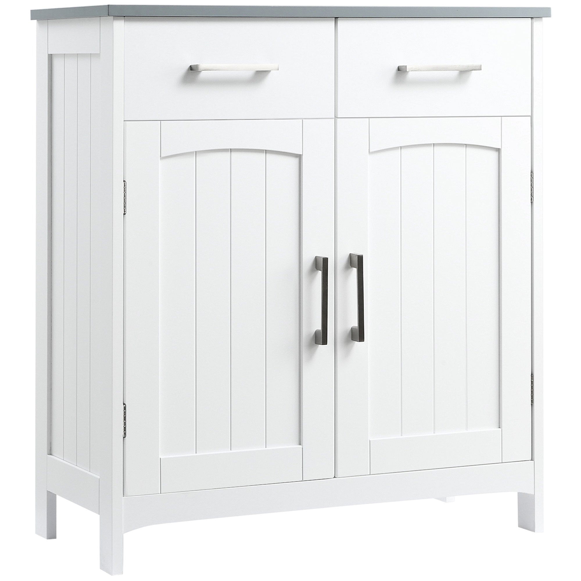 Freestanding Wooden Bathroom Floor Cabinet with Adjustable Shelf - White