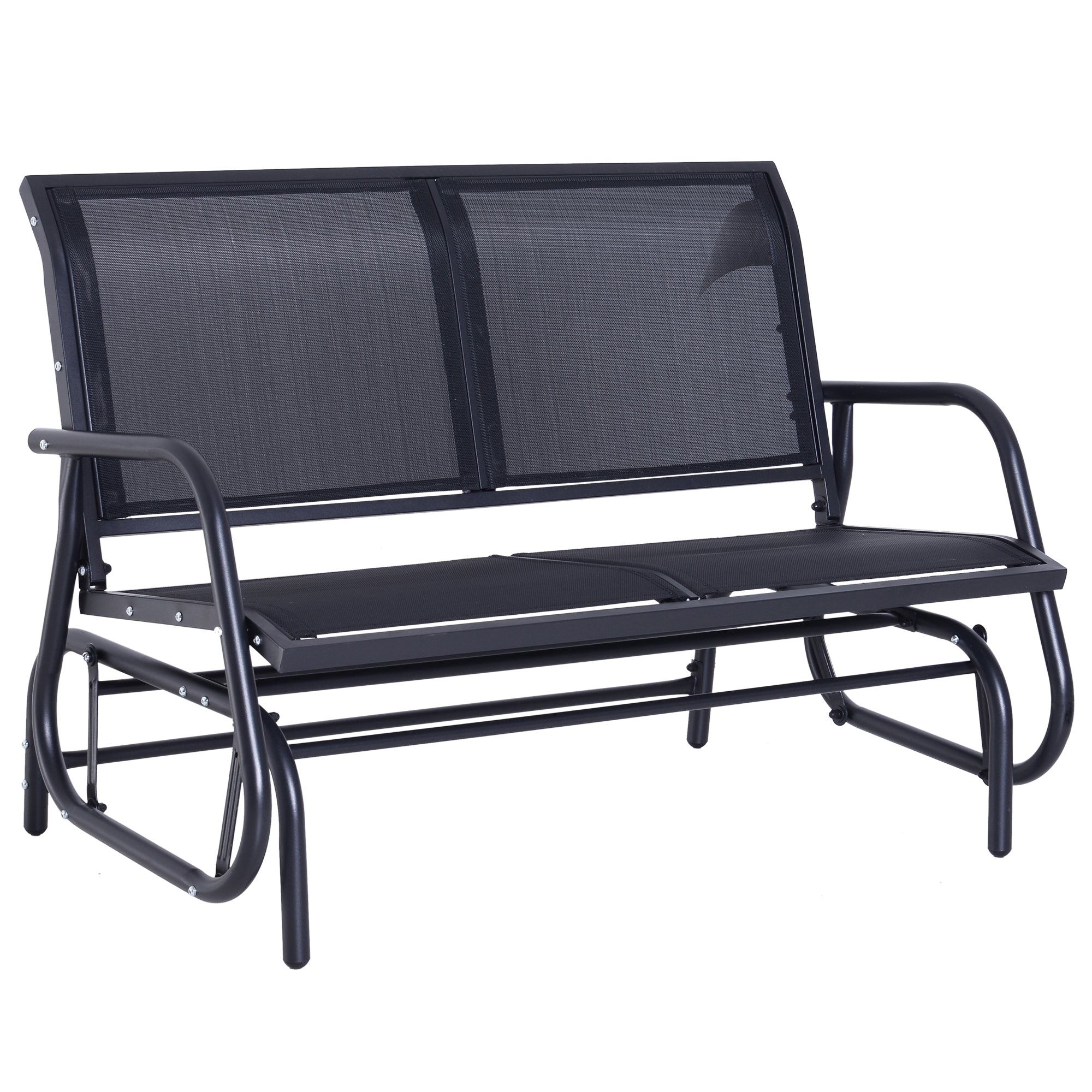 2-Person Outdoor Glider Bench Double Swing Loveseat with Steel Frame - Black