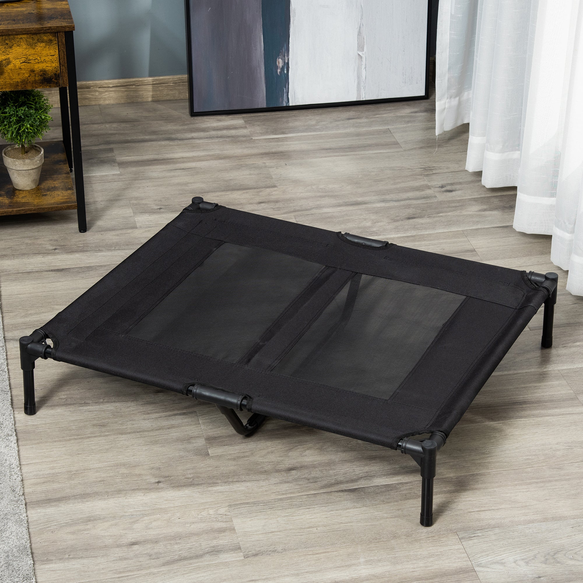 Large Elevated Pet Bed for Indoor and Outdoor Comfort - Black