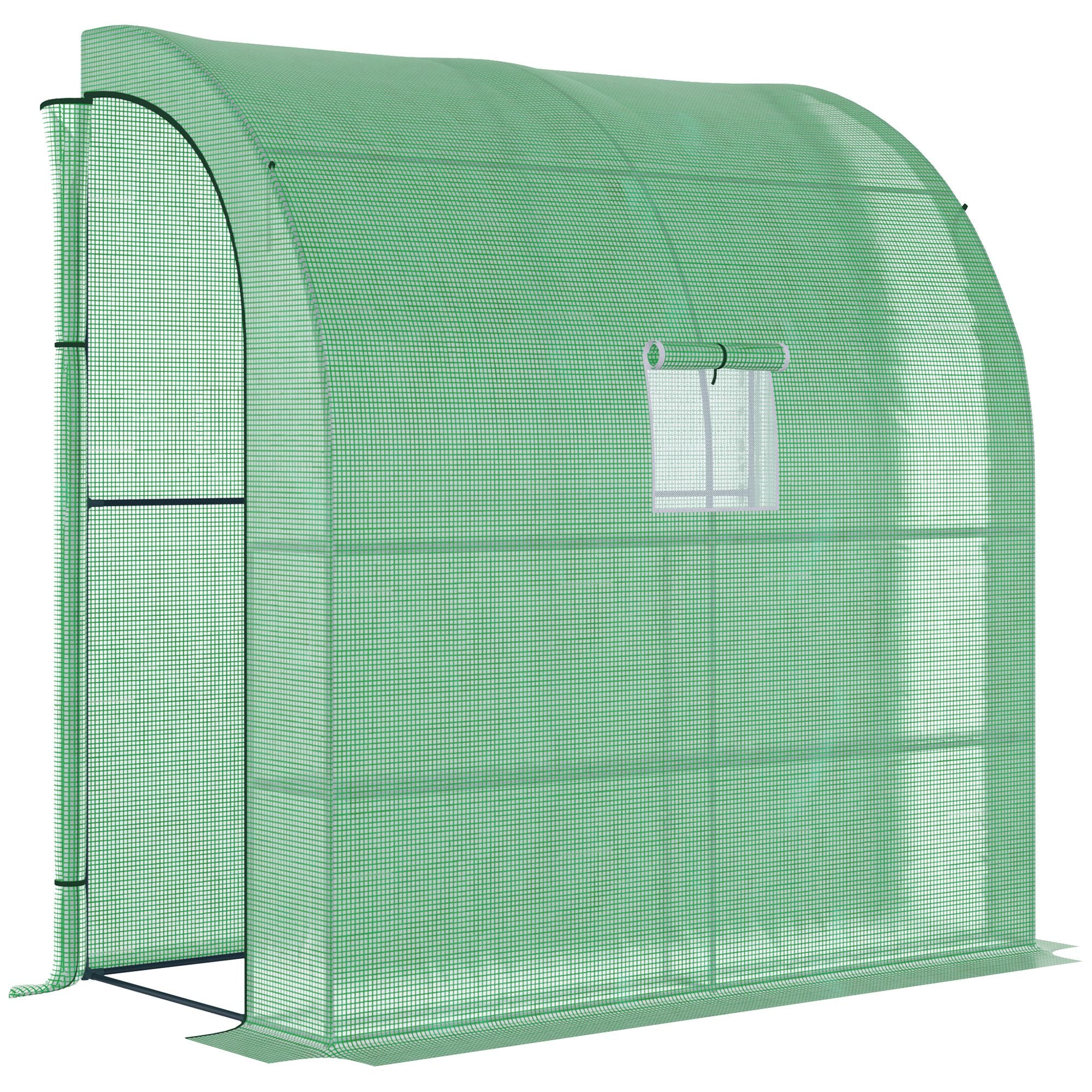 Lean To Greenhouse With Windows Doors 2 Tier 4 Shelves Green