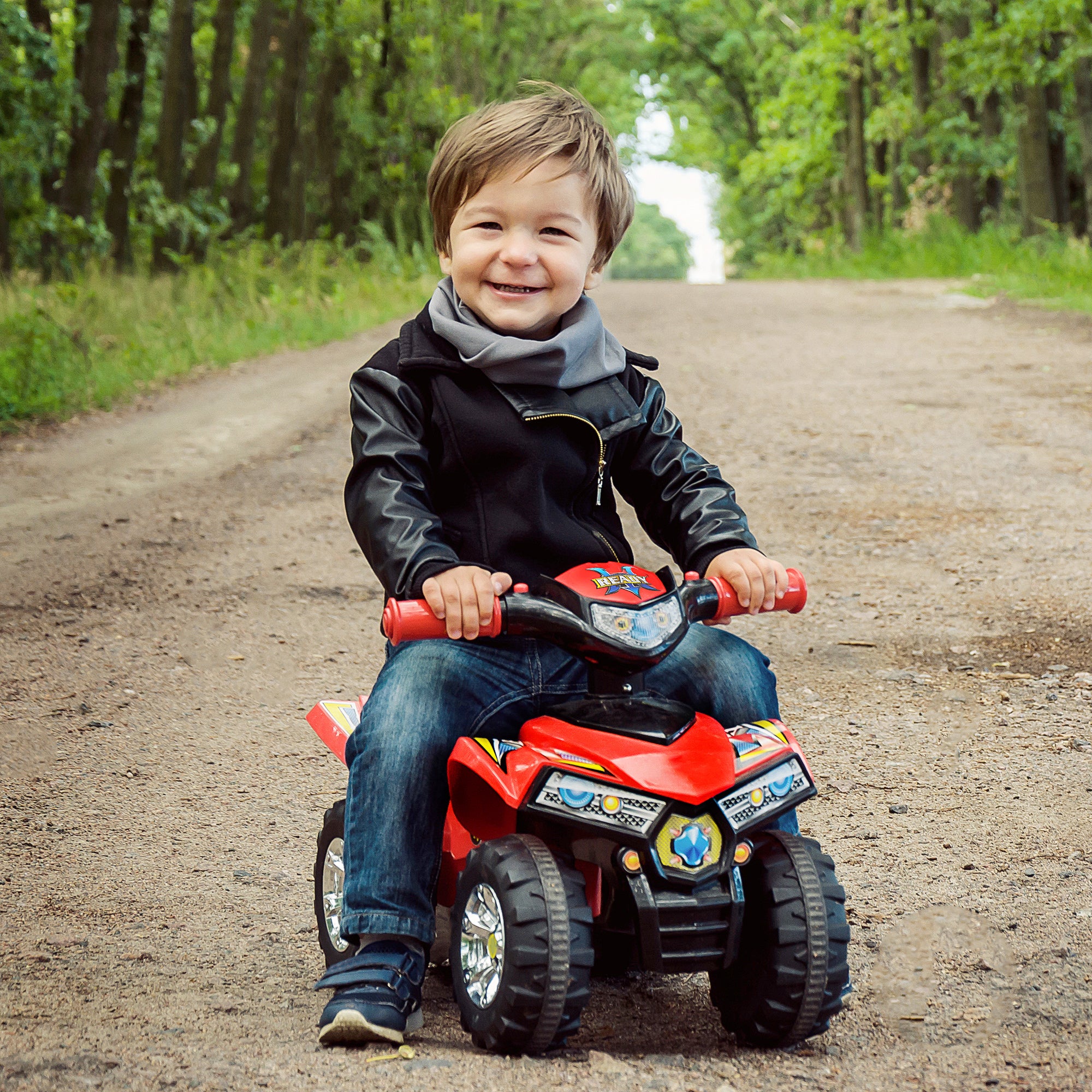 Kids Ride On Quad Bike 60x38x42 cm with Horn, Music & LED Light - Red