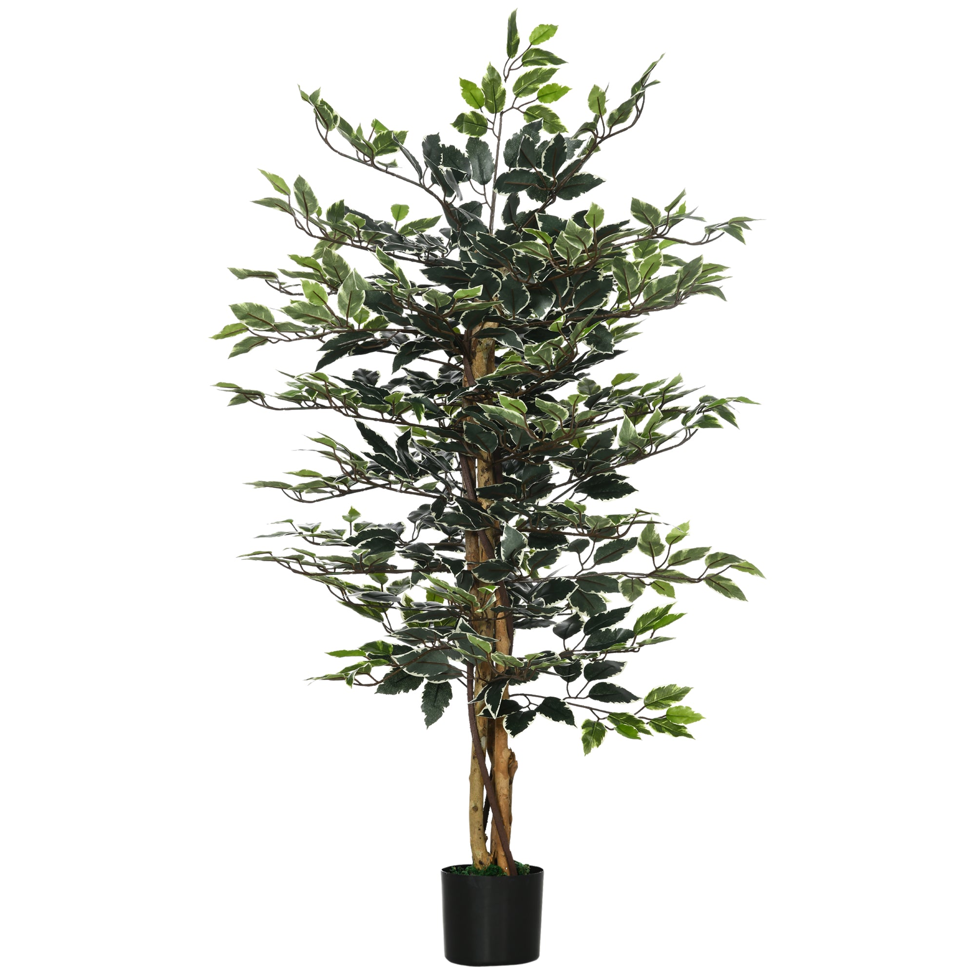 Artificial Ficus Tree 130cm Tall with Lifelike Leaves in Pot - Green