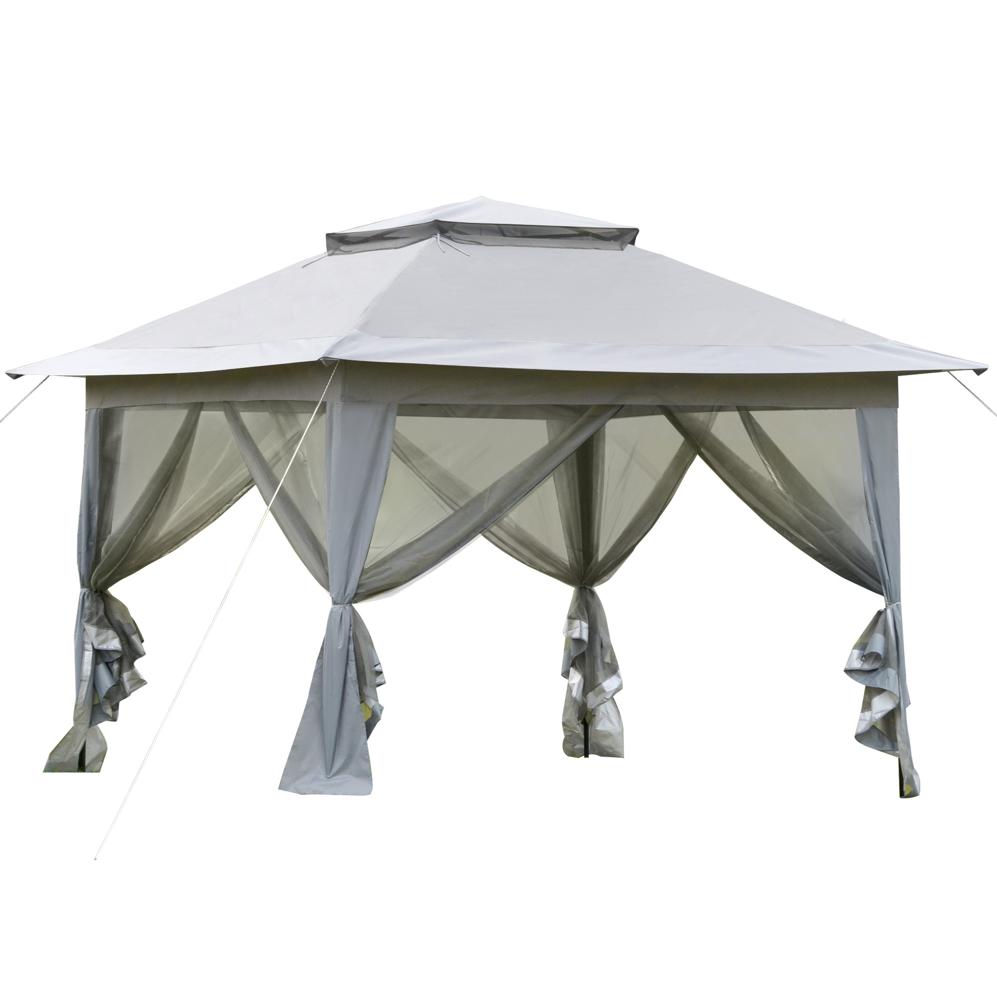 Foldable Pop-up Party Tent 3.6x3.6x2.9m Instant Canopy Gazebo with Steel Frame & Roller Bag - Light Grey