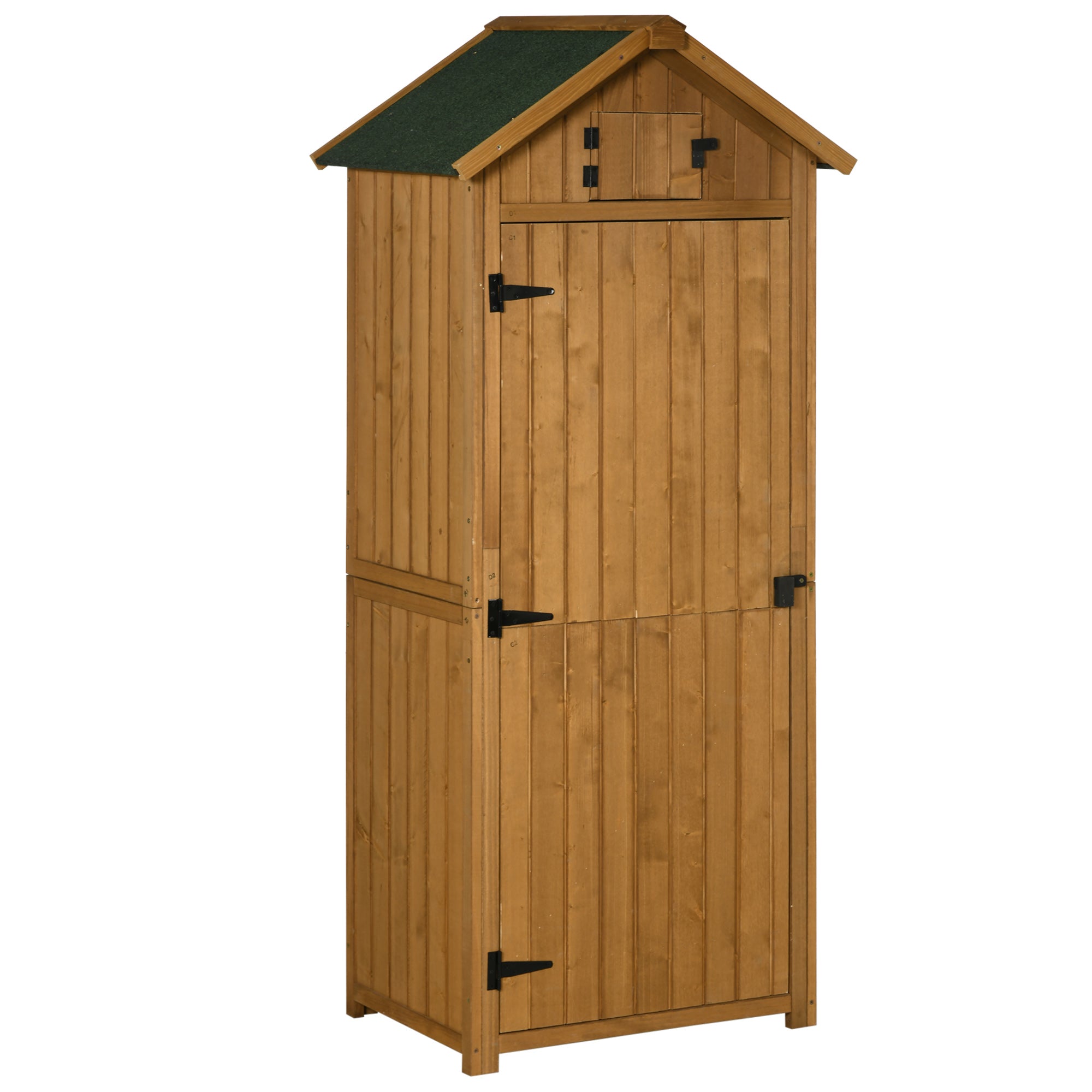 Wooden Garden Storage Shed with Lockable Door and Shelves - Brown