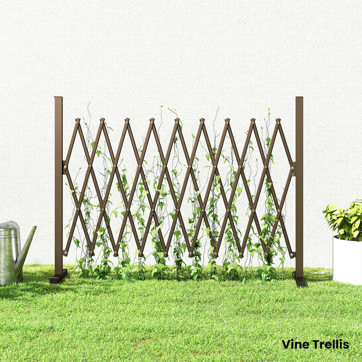 Expanding Trellis Fence, Freestanding Movable Fence, Foldable Garden Screen Panel, 250 x 103.5 cm, Dark Brown