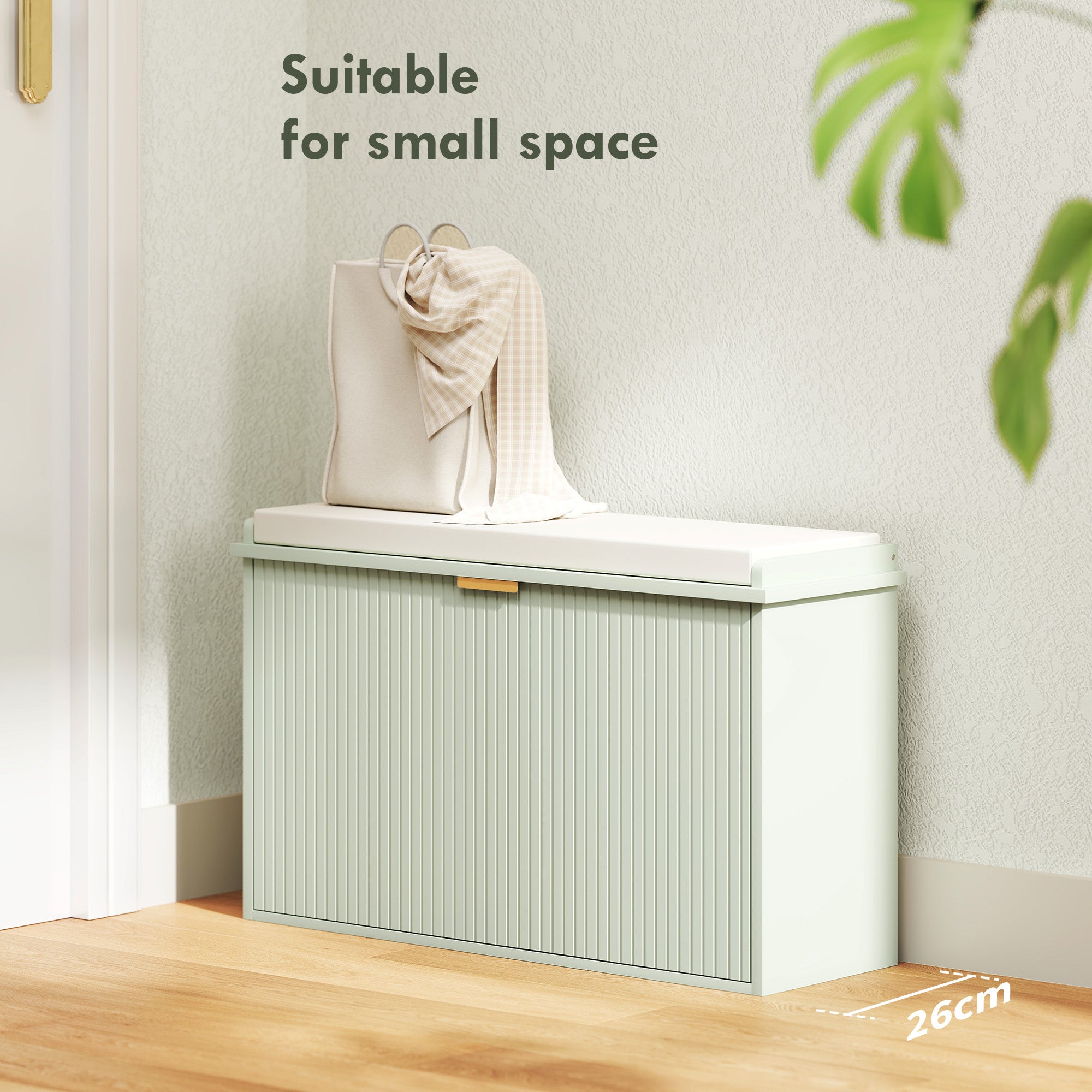 Elegant Eight Shoe Bench, with Top Seat - Green